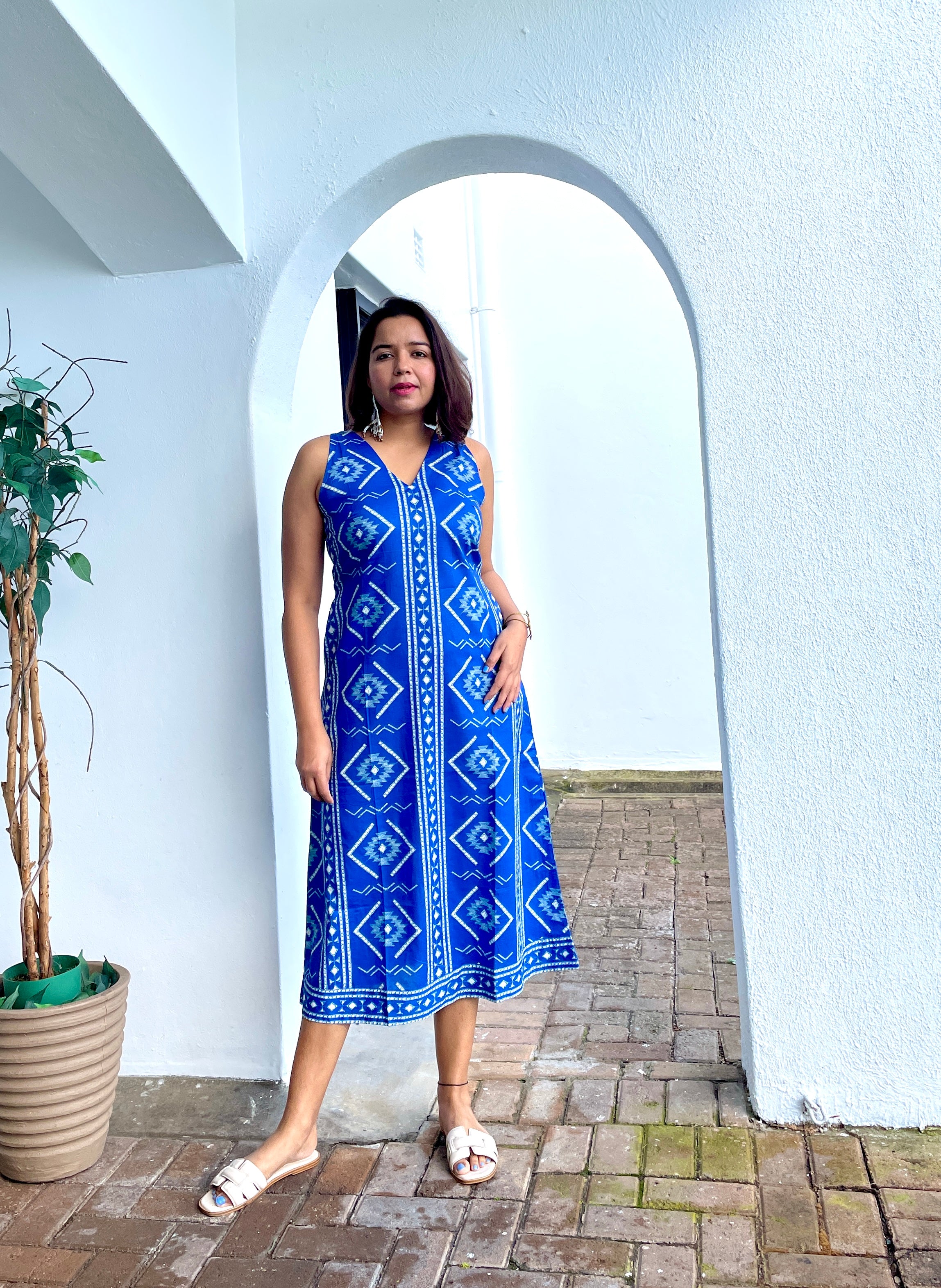 Blue Halter Midi Dress image 7