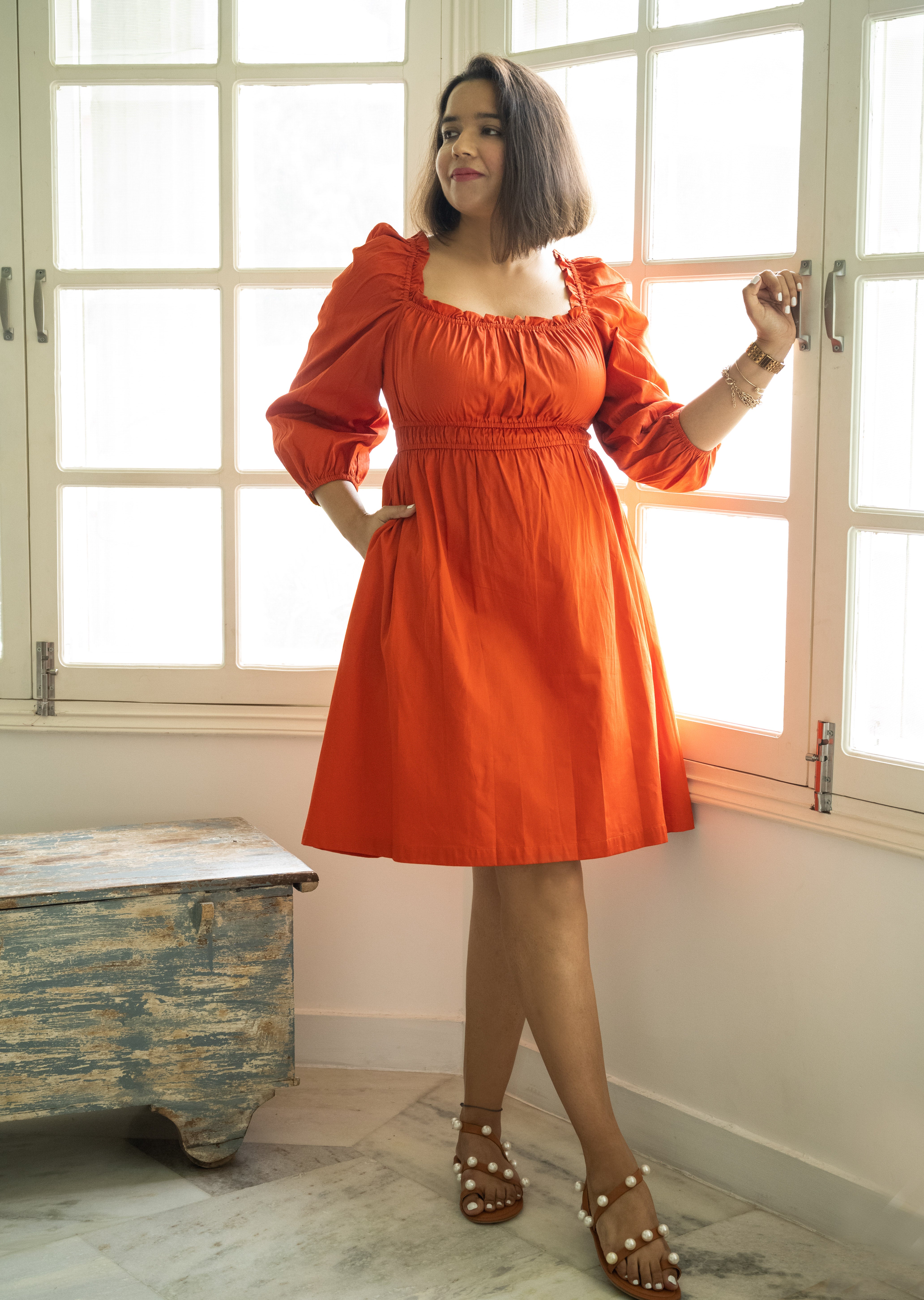 Rust Orange Cinched Dress image 4