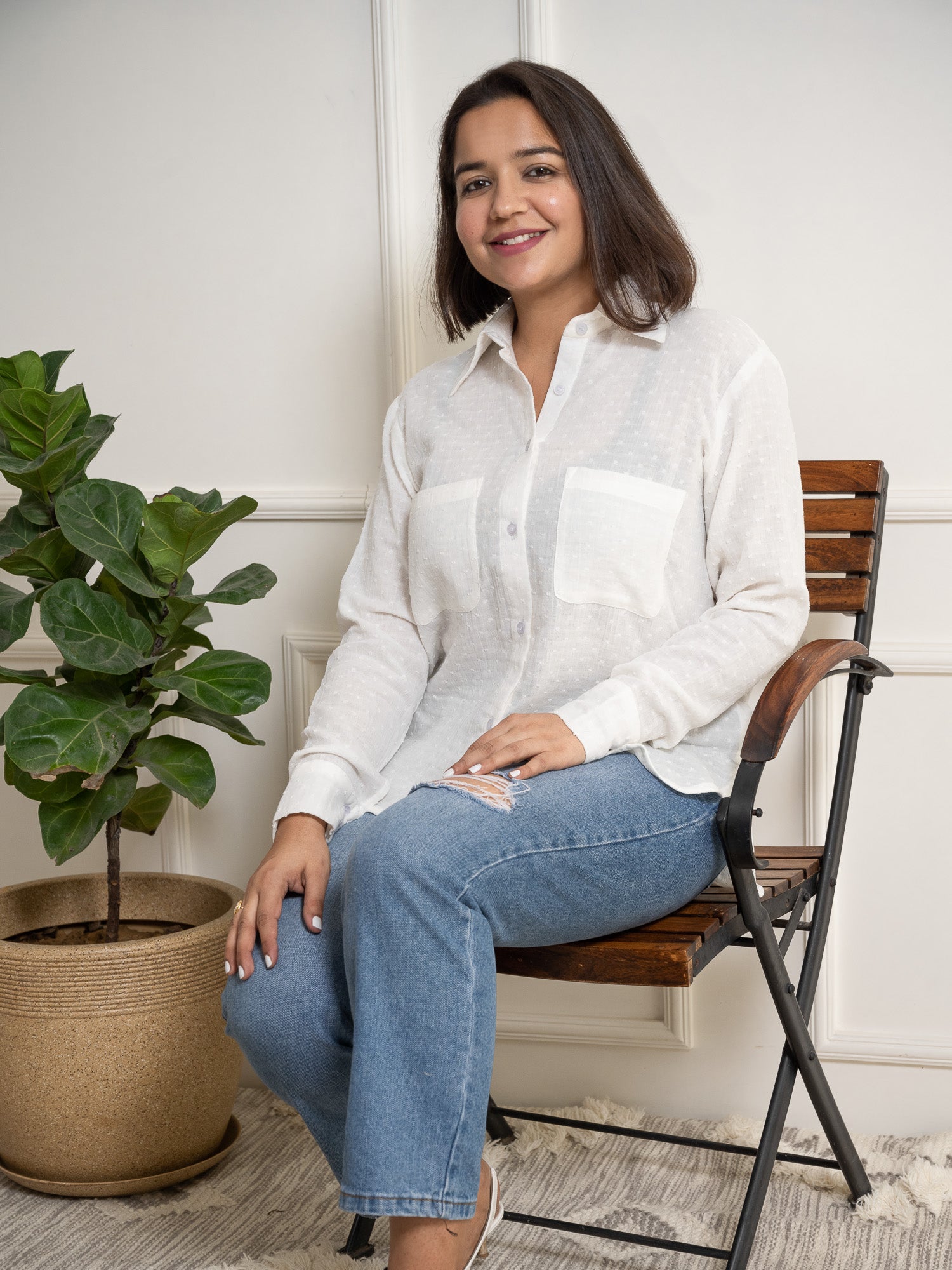 White Organic Cotton Oversized Shirt image 5