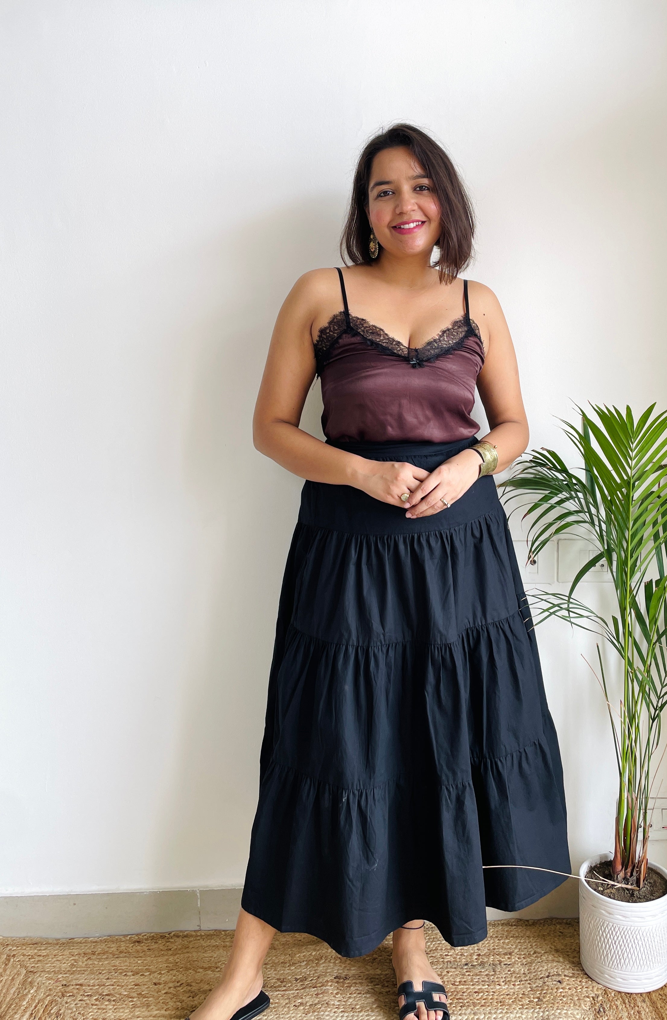 Black Ruffled Long Skirt image 0