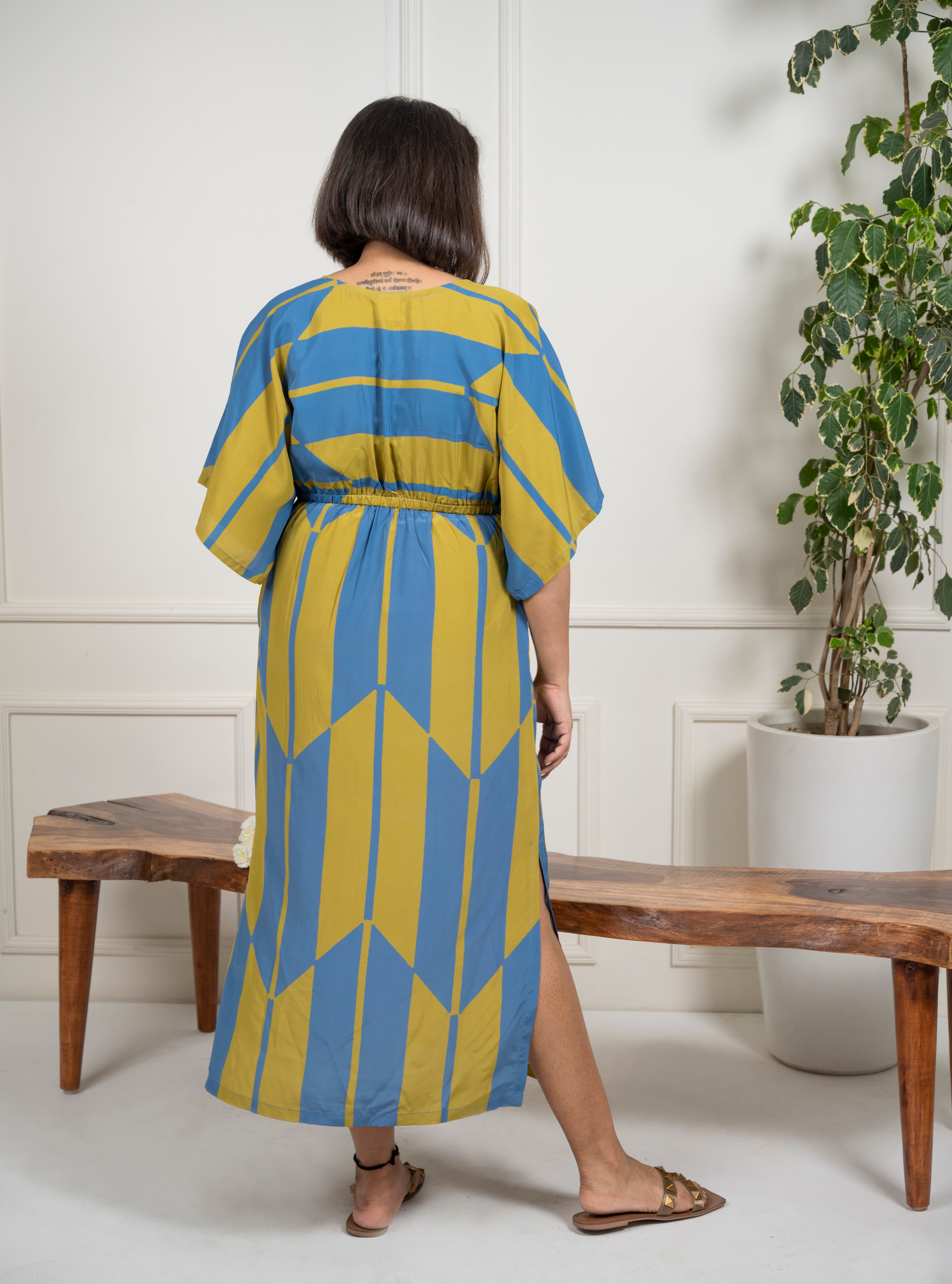Olive Blue Kaftan Dress- XS, S image 2