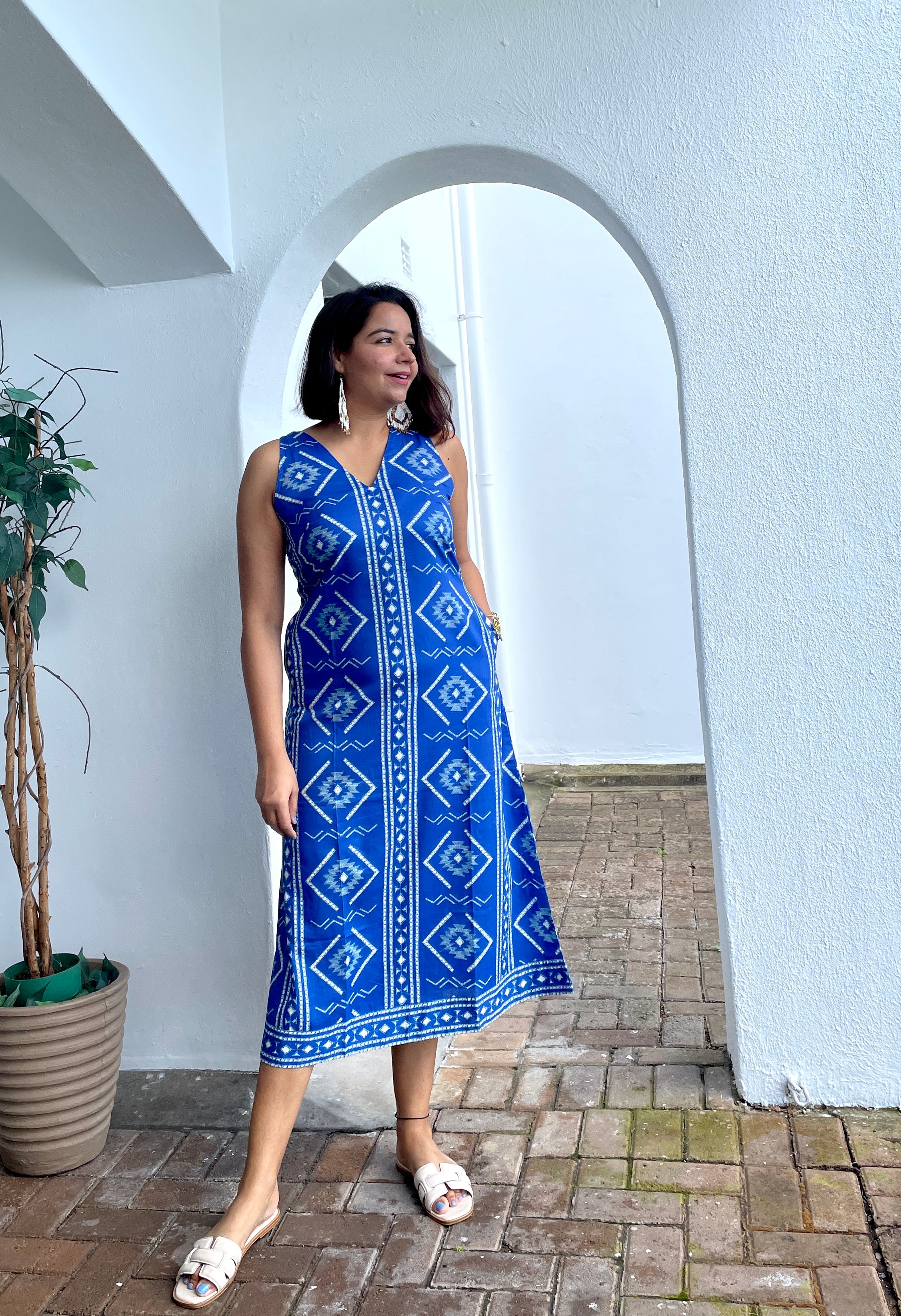 Blue Halter Midi Dress image 3