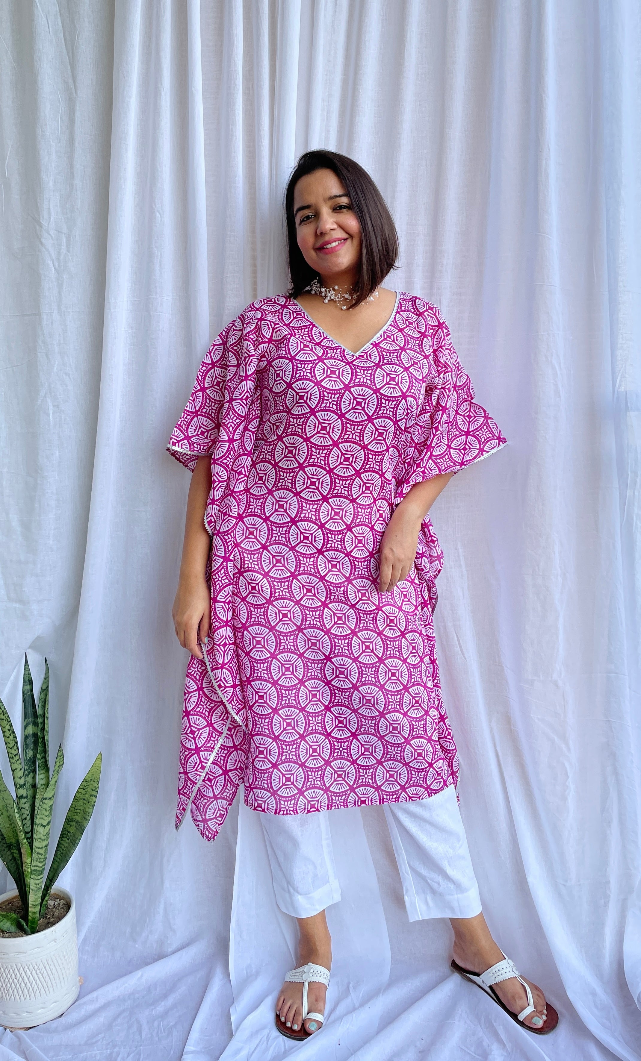 Purple Kaftan Kurta Set image 0