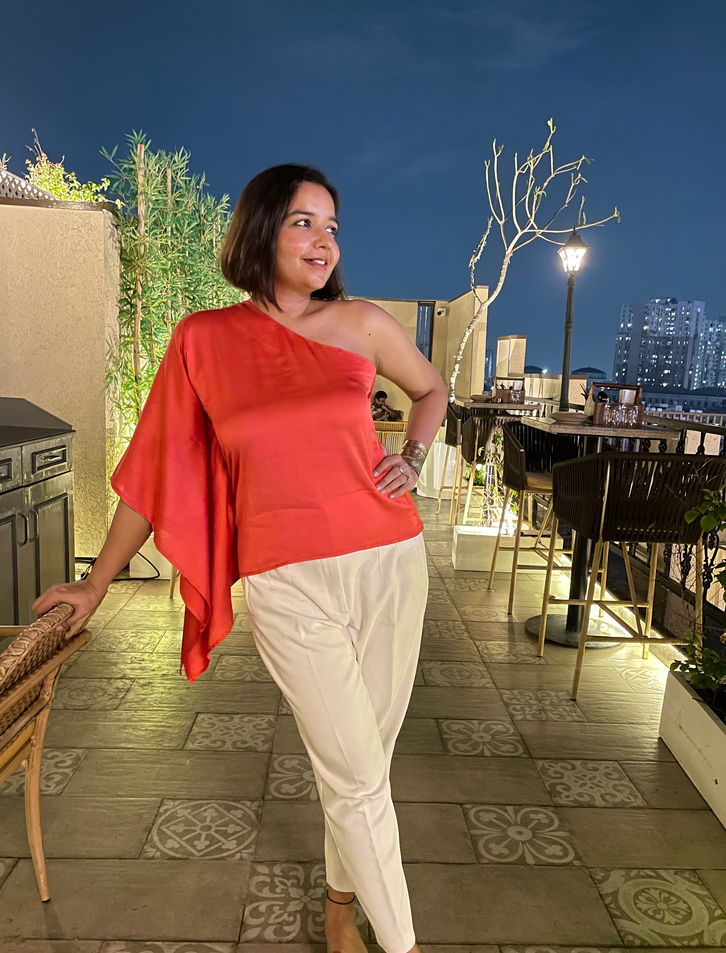 Orange One Shoulder Top image 1