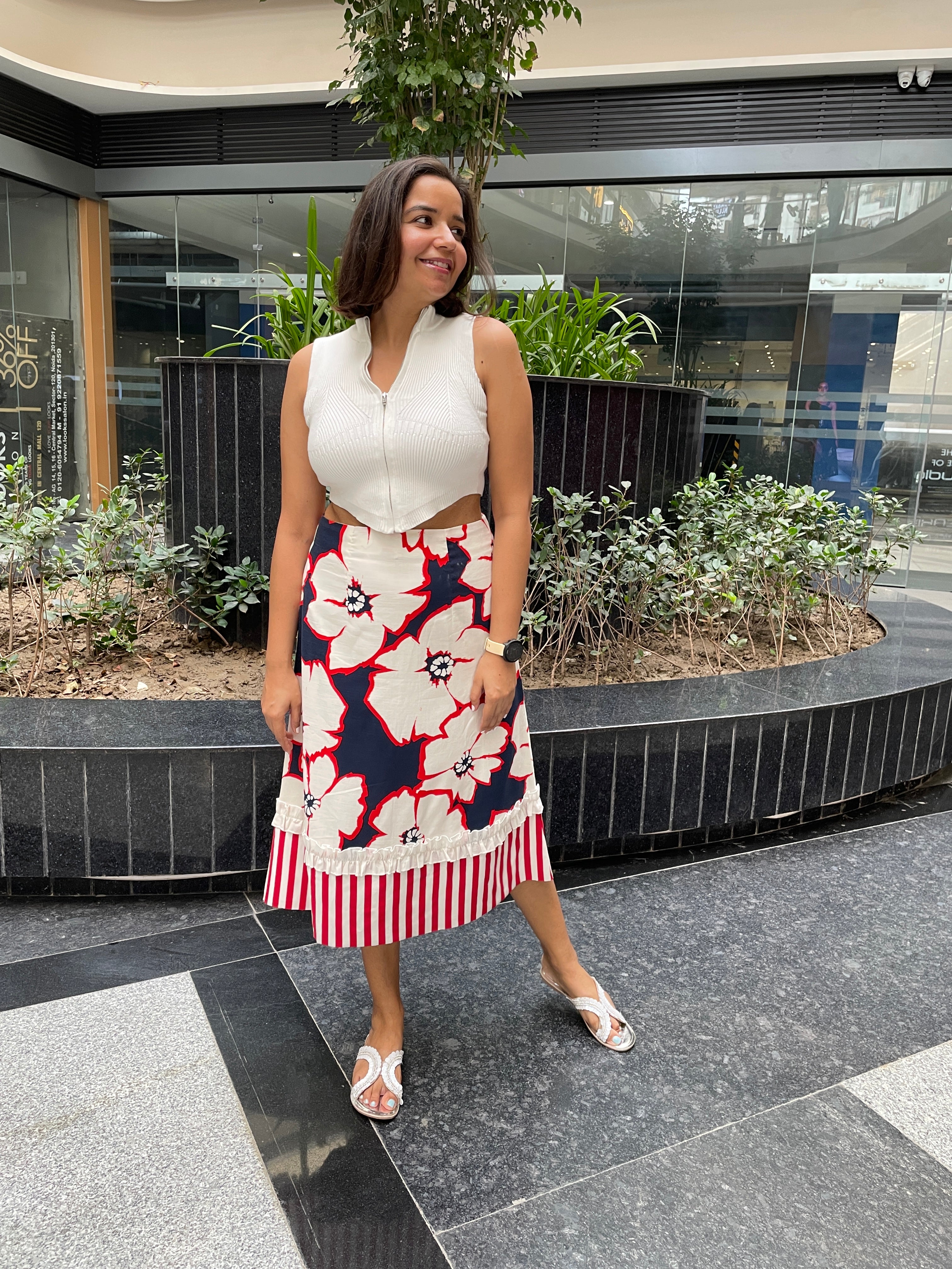 Floral Stripe Skirt with Pockets image 2