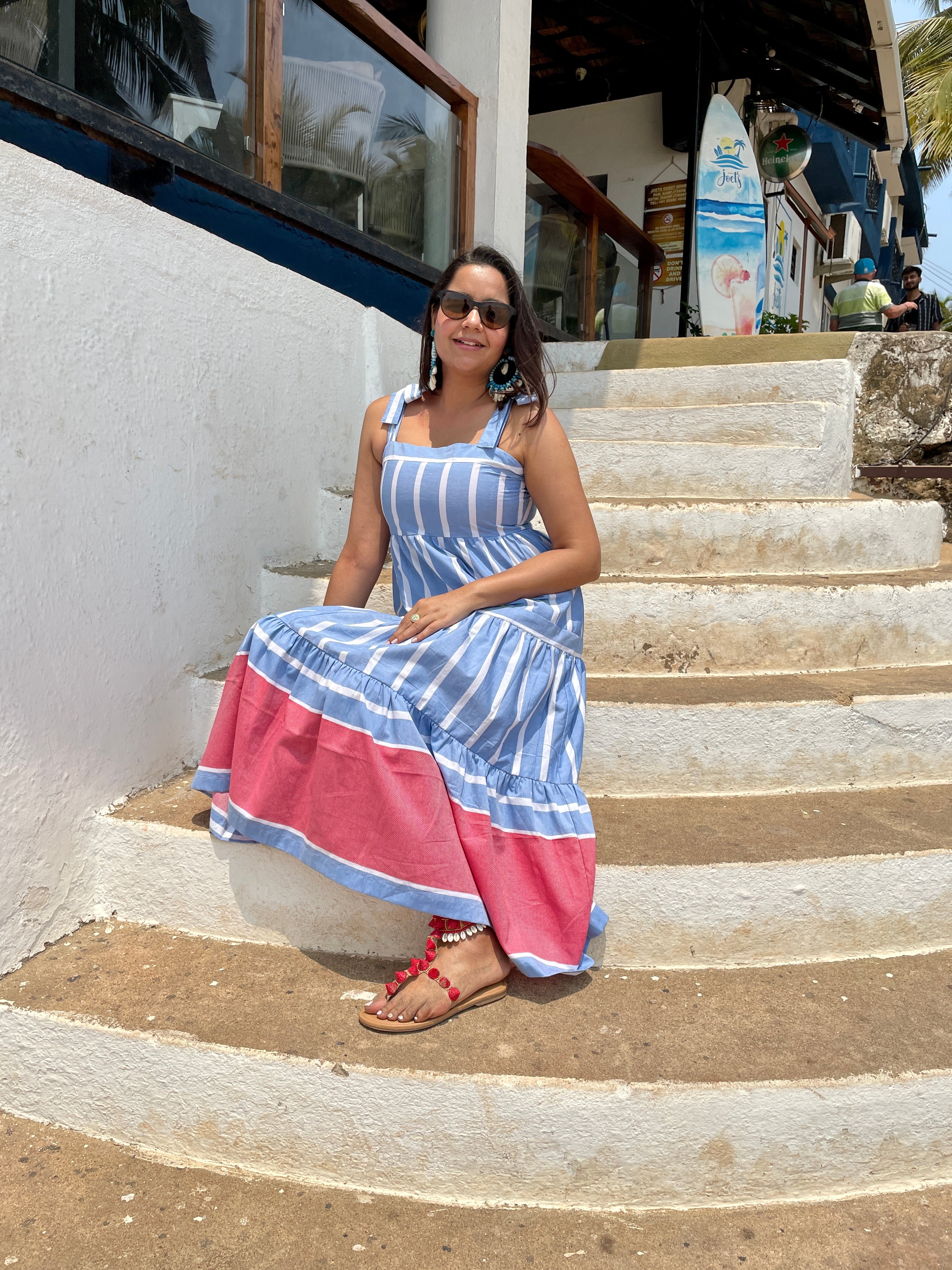 Blue Tie Up Maxi Dress image 2