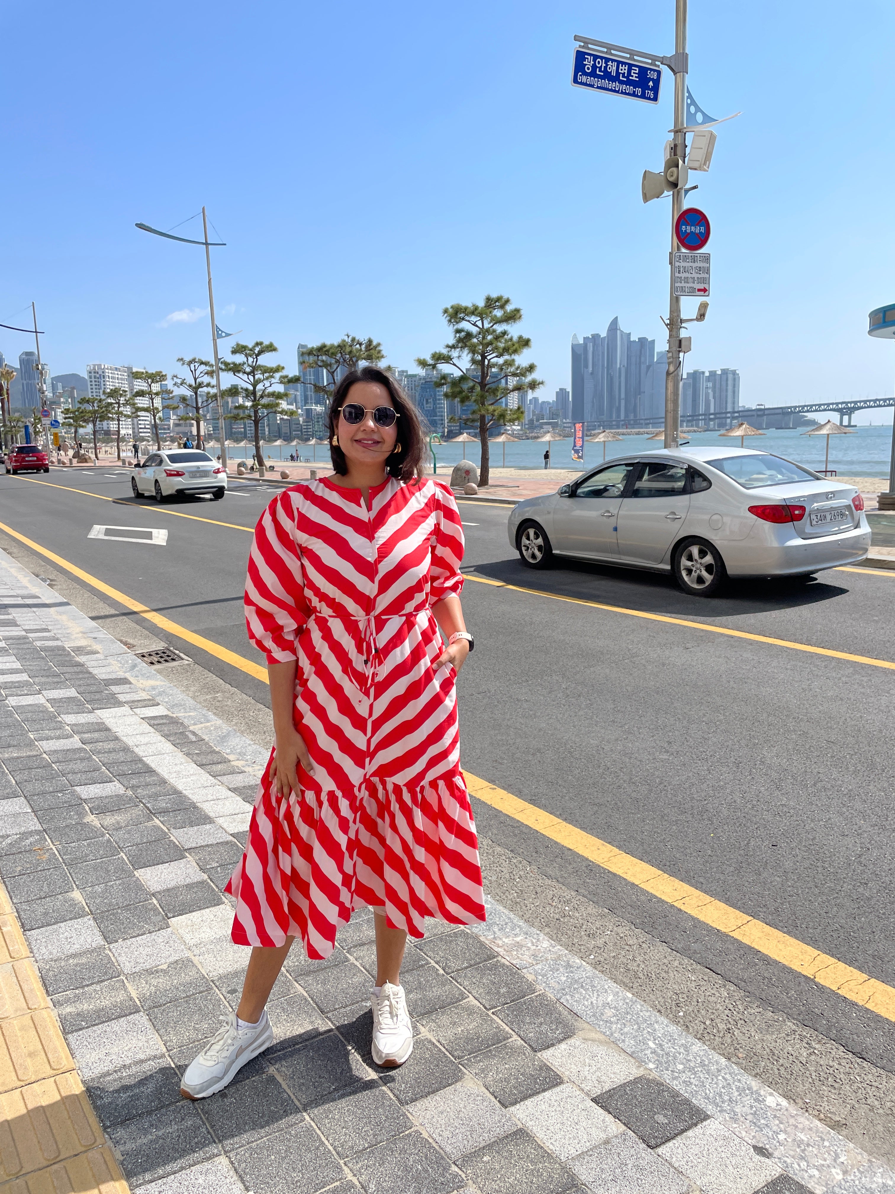 Red and White Stripe Dress image 1