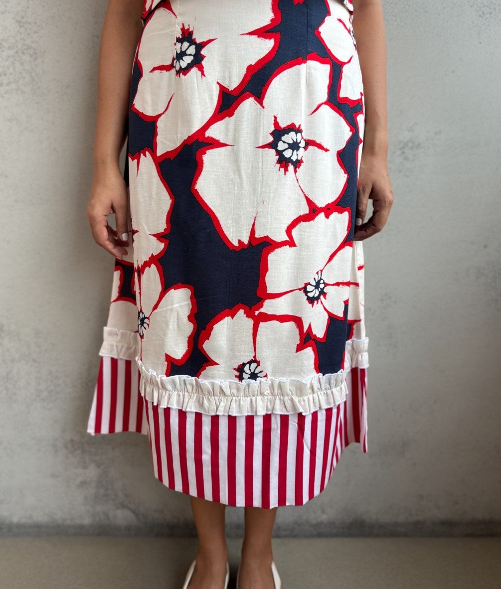 Floral Stripe Skirt with Pockets image 6