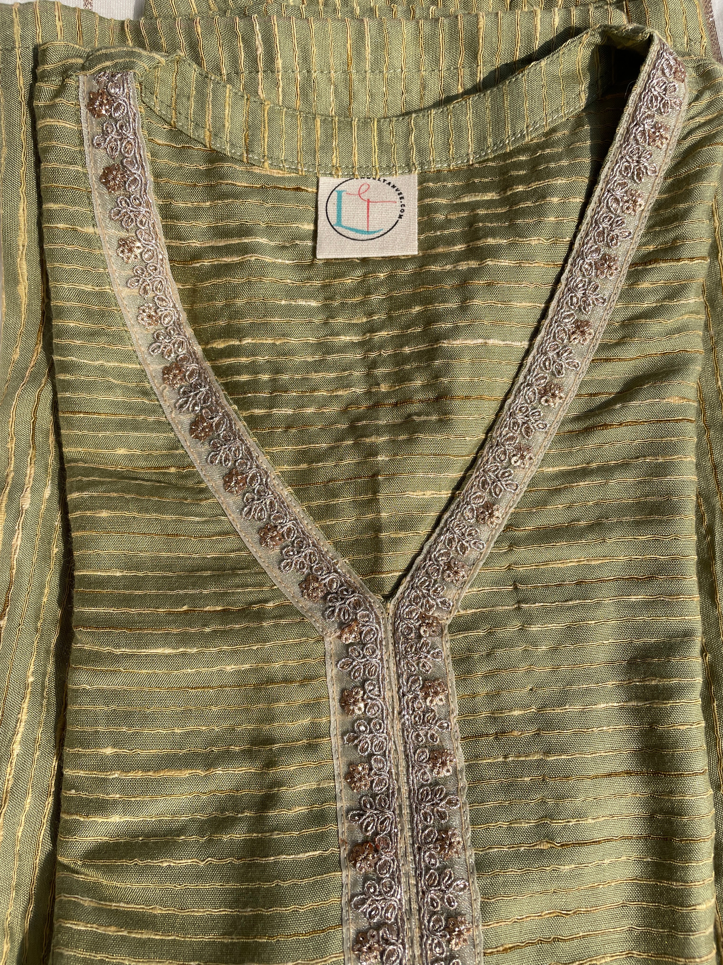 Green White Sharara Suit Set image 3