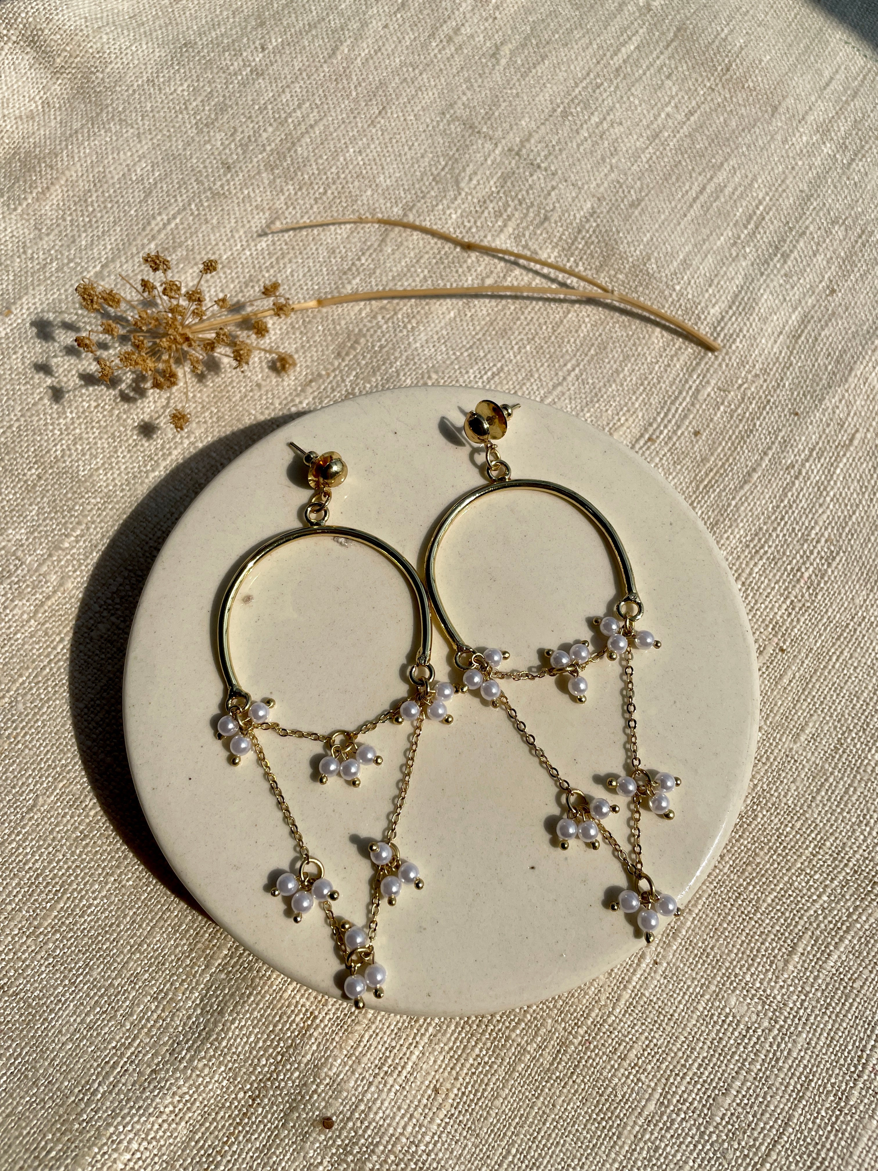 Ivory Glass Pearl Large Hoop image 0