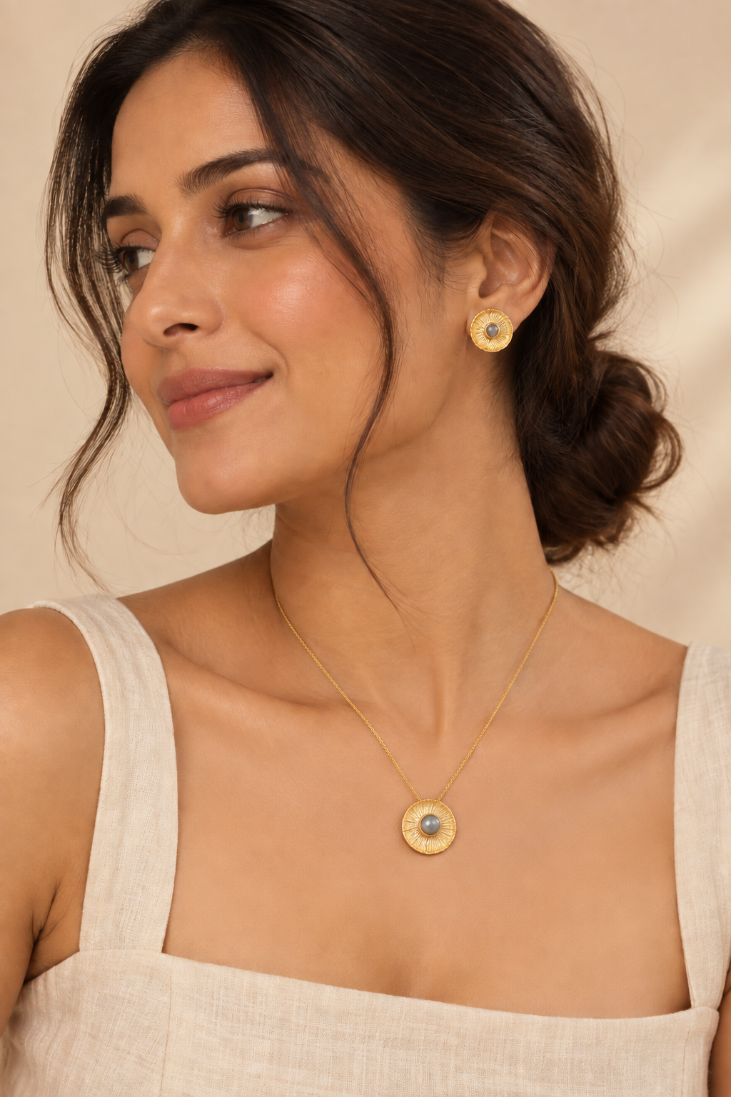 Lotus Pearl Necklace & Earrings