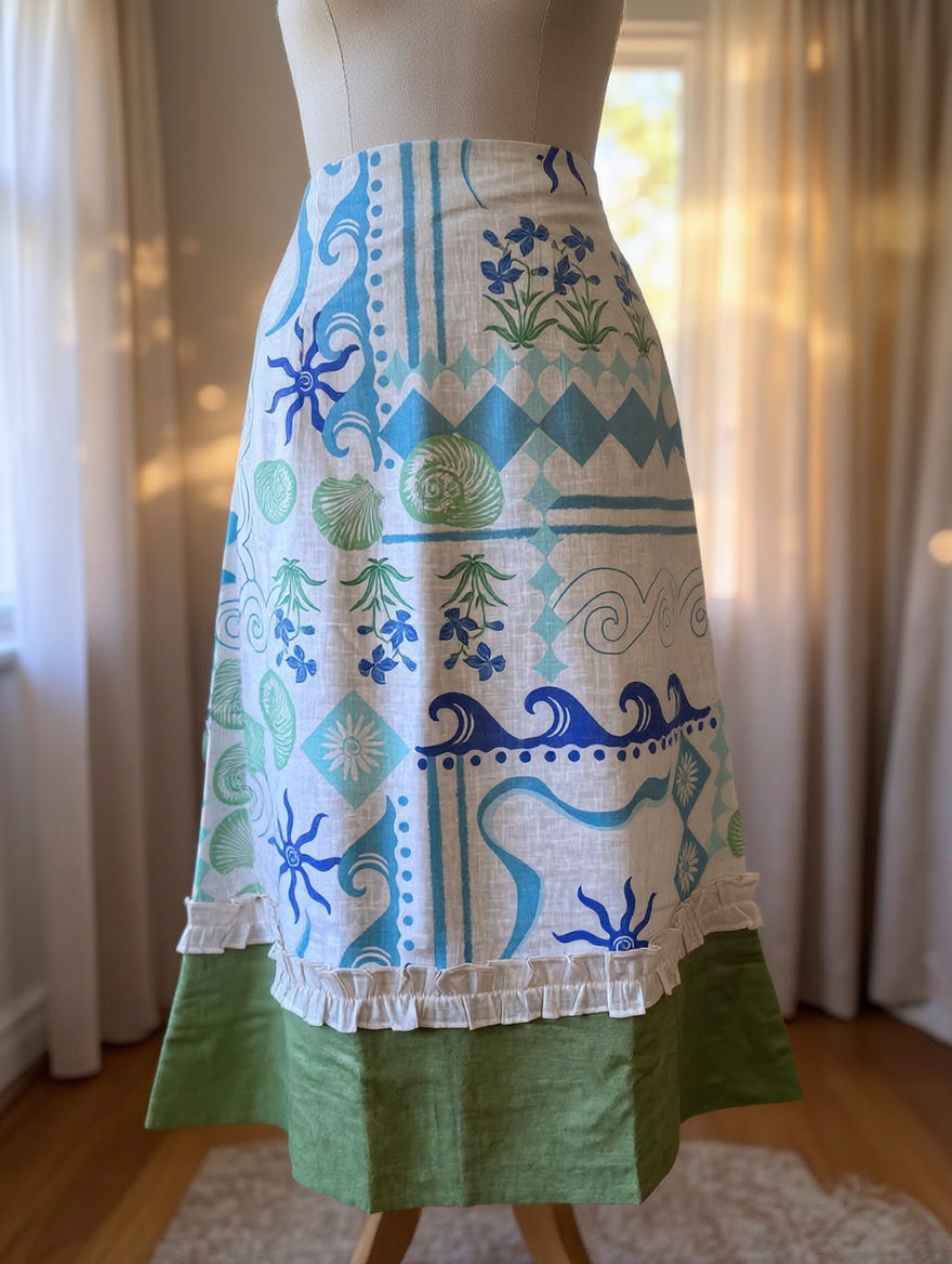 Ocean Breeze Linen Blend Midi Skirt