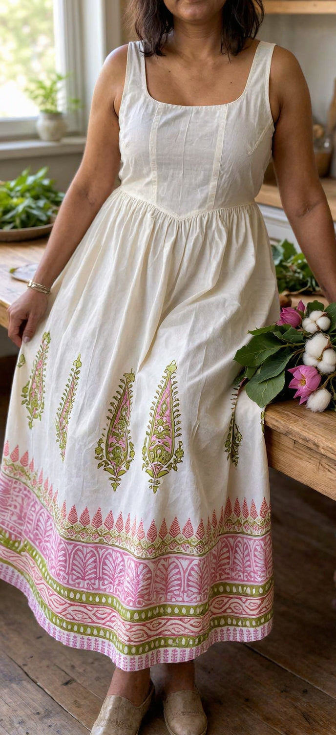 Blush Bloom Cotton Maxi Dress with Pockets