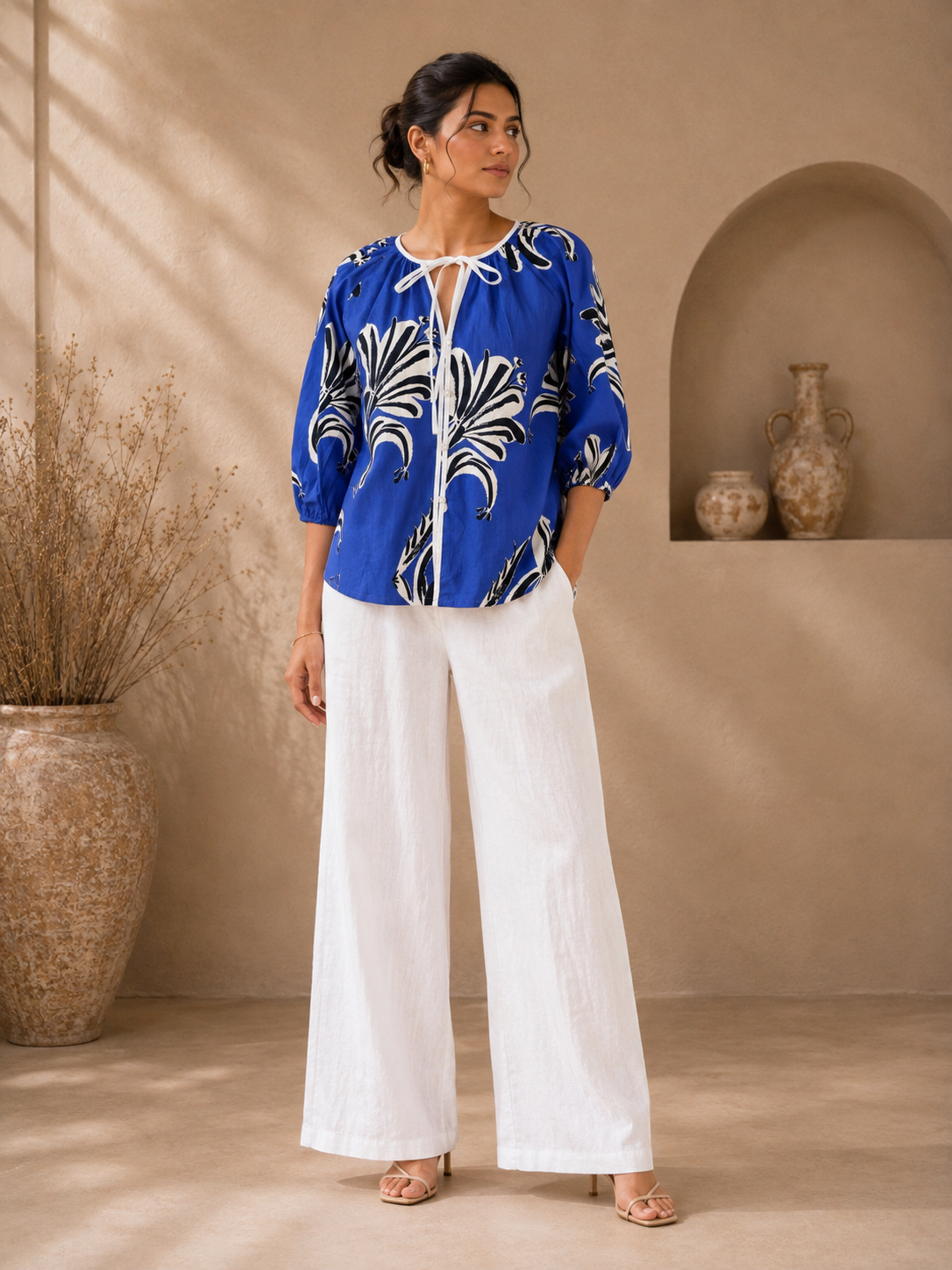 Blue Floral Cotton Shirt