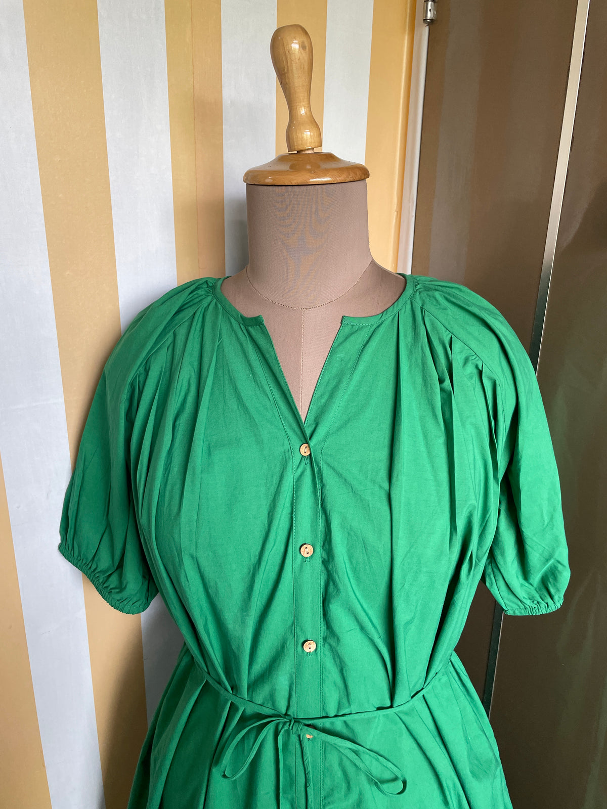Emerald Green Schiffli Cotton Shirt Dress