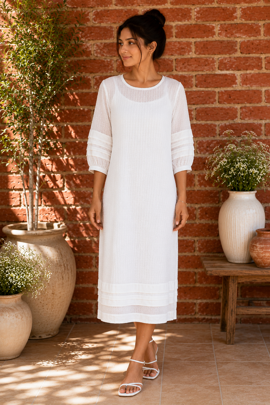 Organic Cotton Butta Dress with Inner