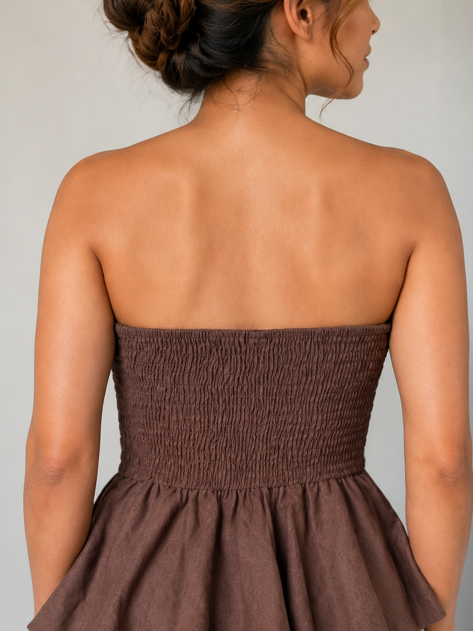 Brown Peplum Top Co-Ord Set