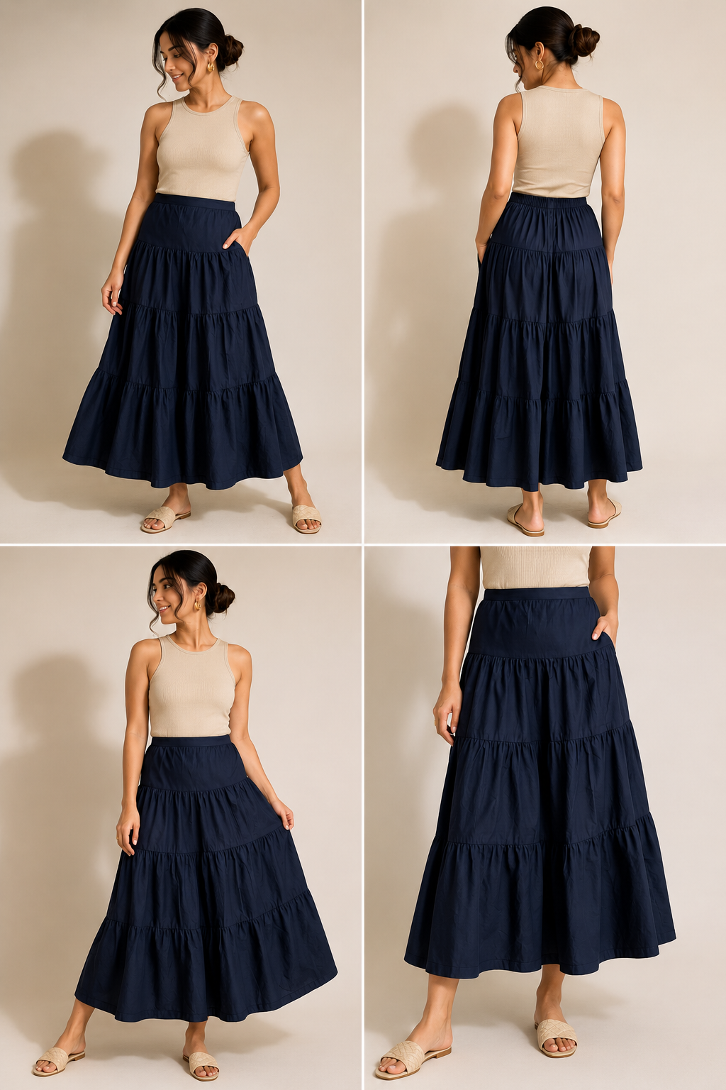 Black Ruffled Long Skirt
