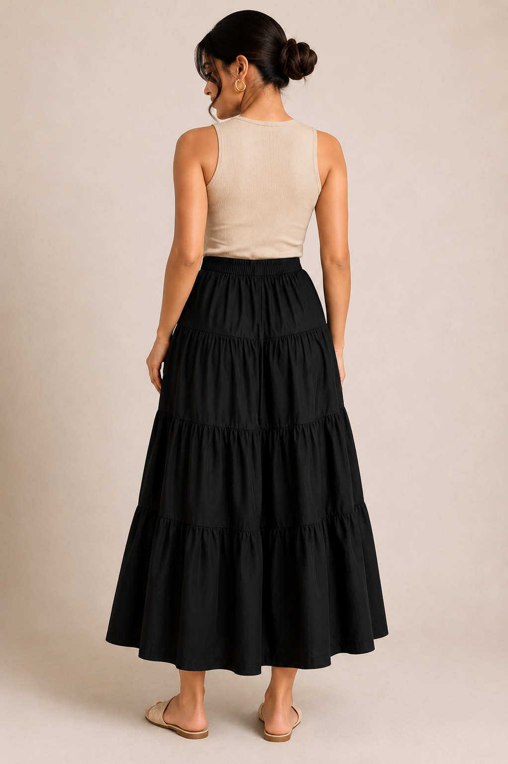 Black Ruffled Long Skirt