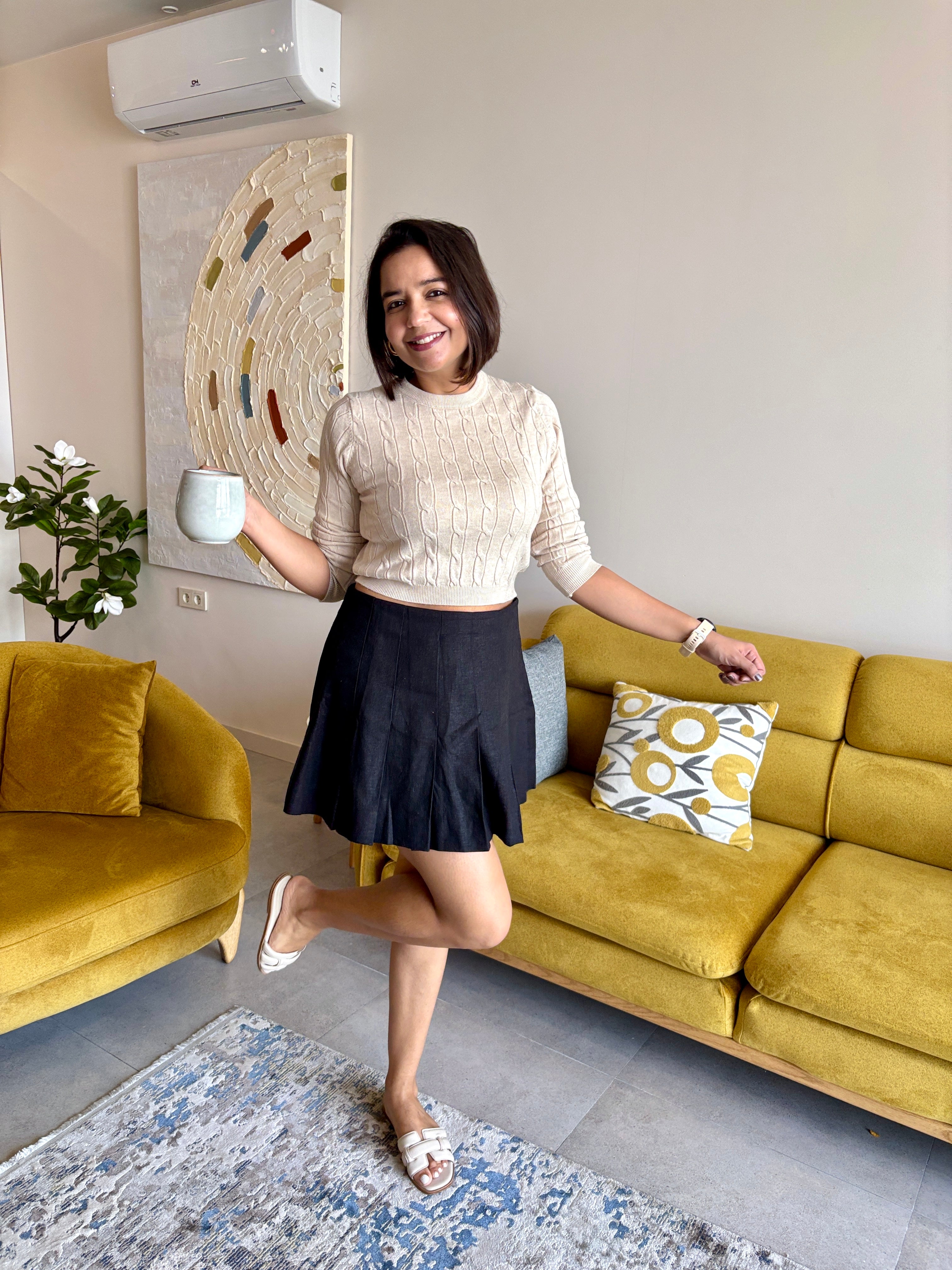 Linen Black Mini Skirt