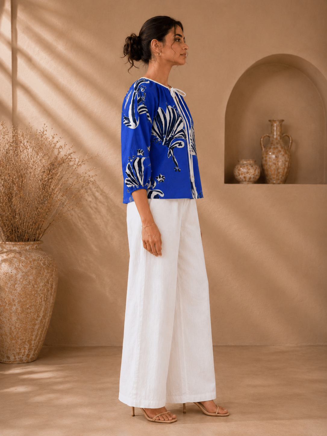 Blue Floral Cotton Shirt