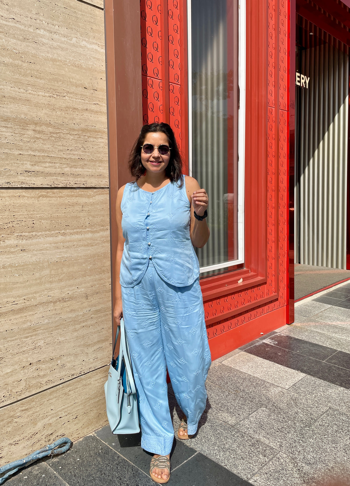 Powder Blue Embroidered Co-Ord Set