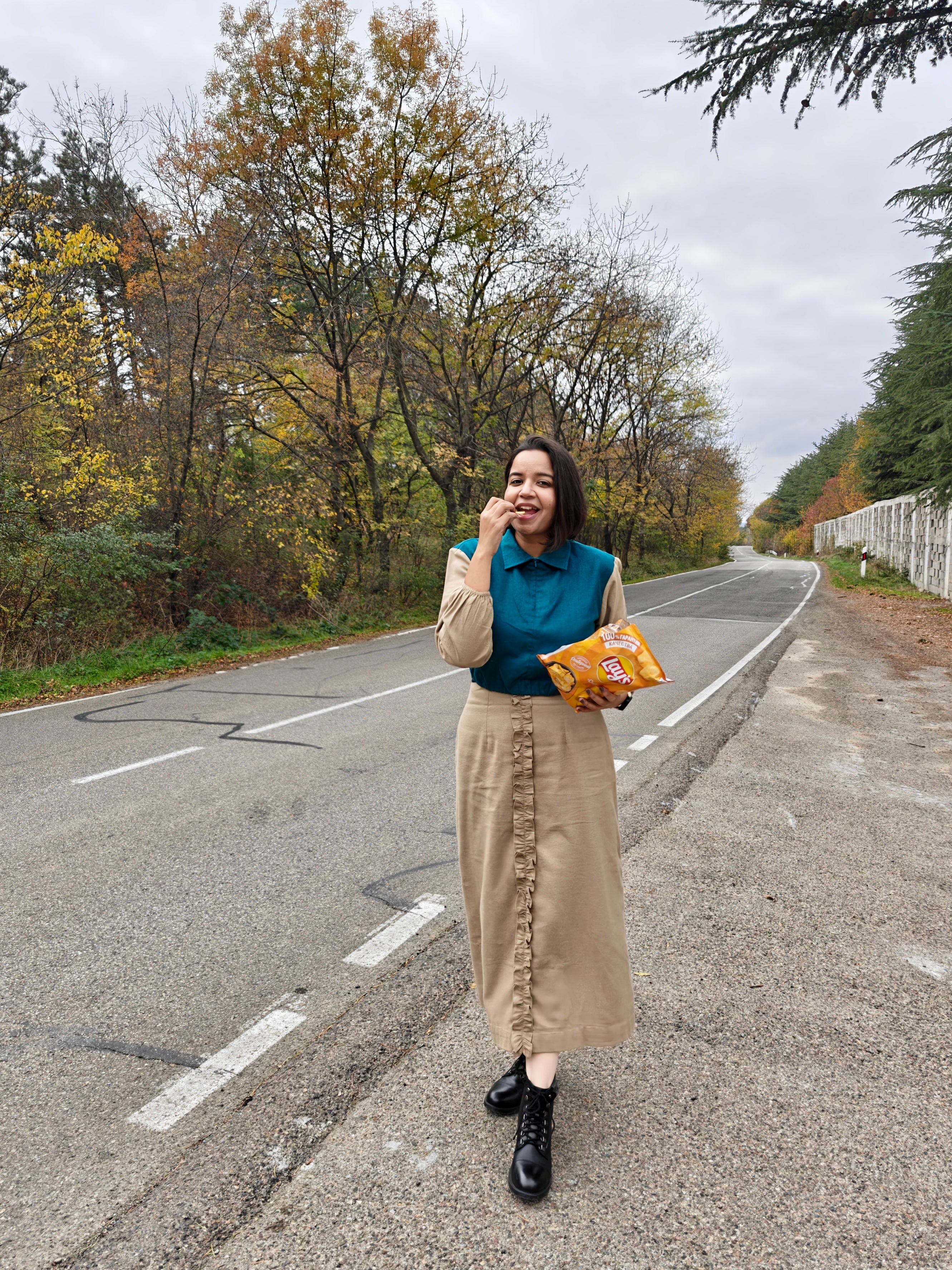 Teal & Beige Winter Coord Set