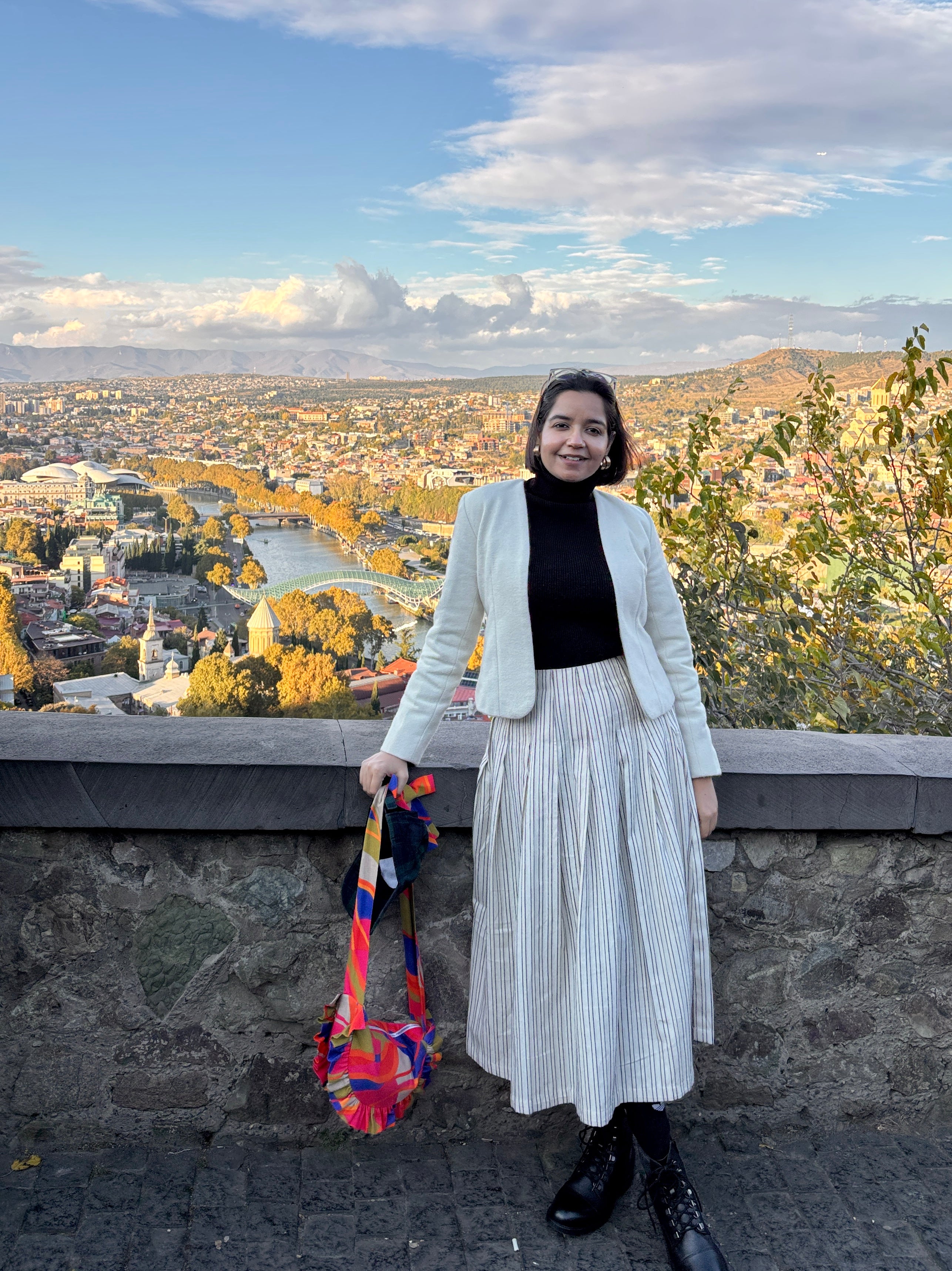 Ivory Jacket & Striped Skirt Coord Set