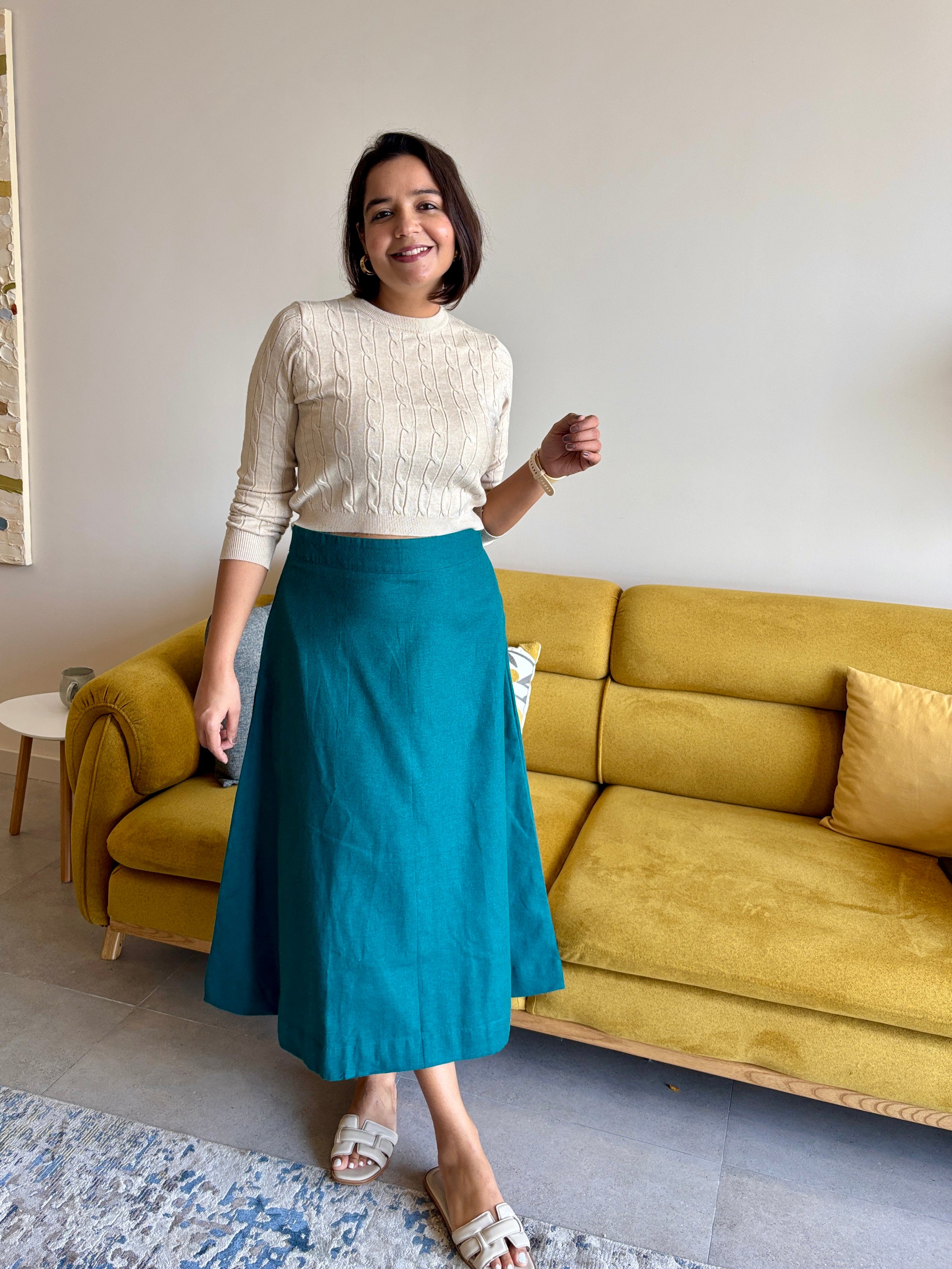 Emerald A-Line Midi Skirt