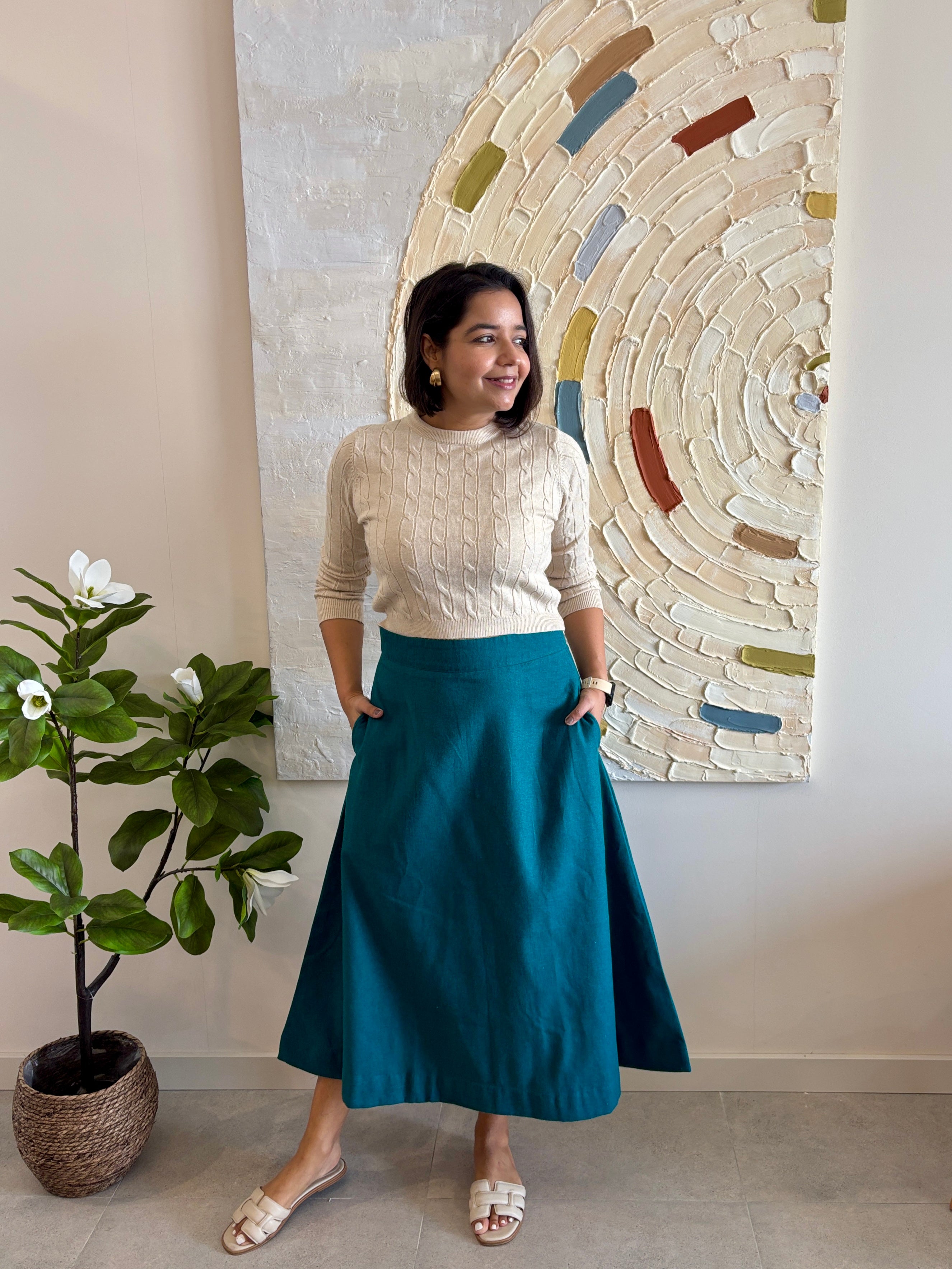 Emerald A-Line Midi Skirt