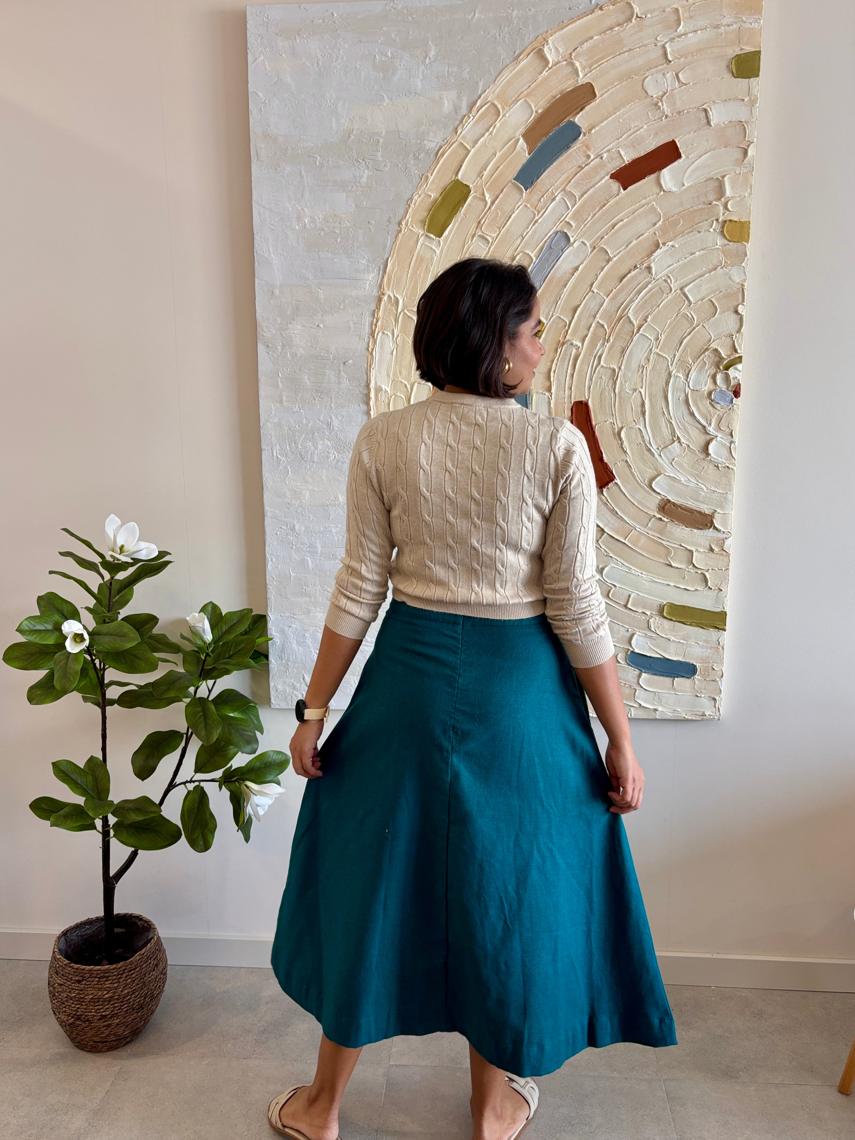 Emerald A-Line Midi Skirt