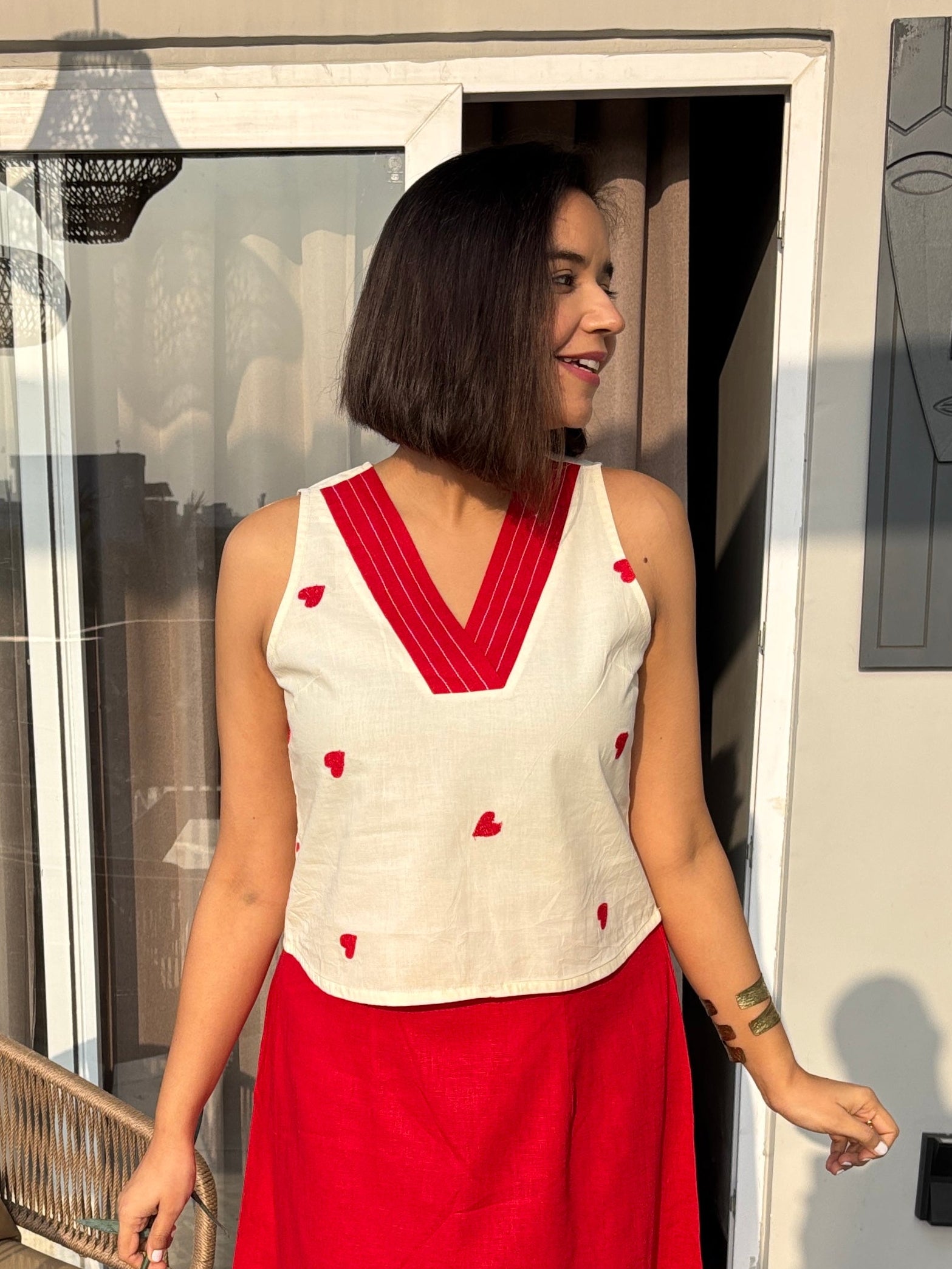 Love Heart Cotton Crop Top