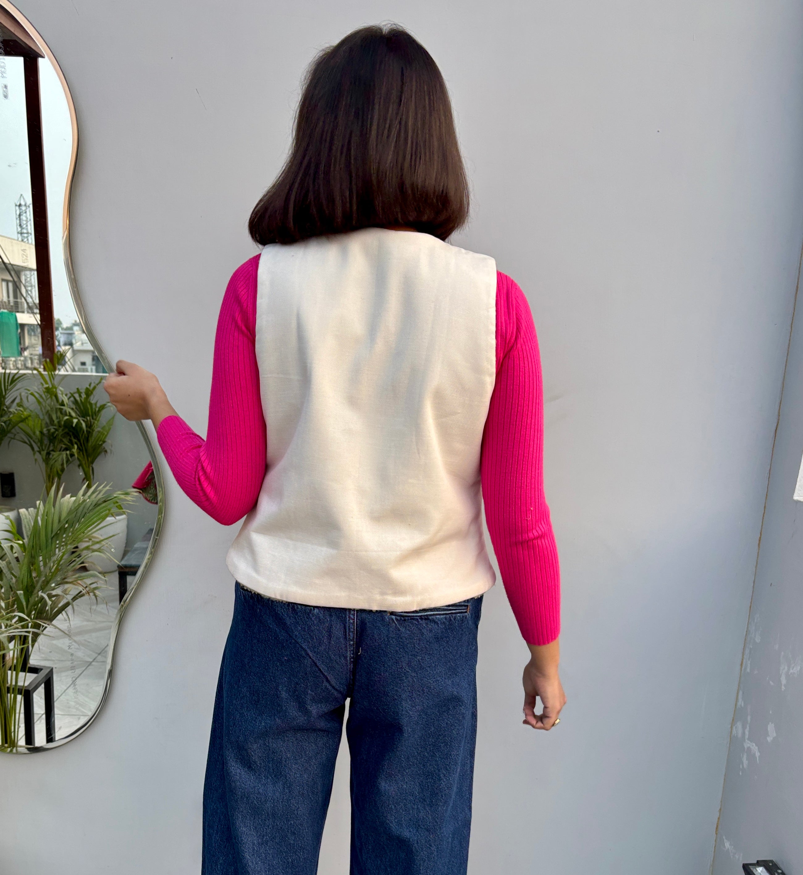 Ivory Crochet Bloom Vest Jacket