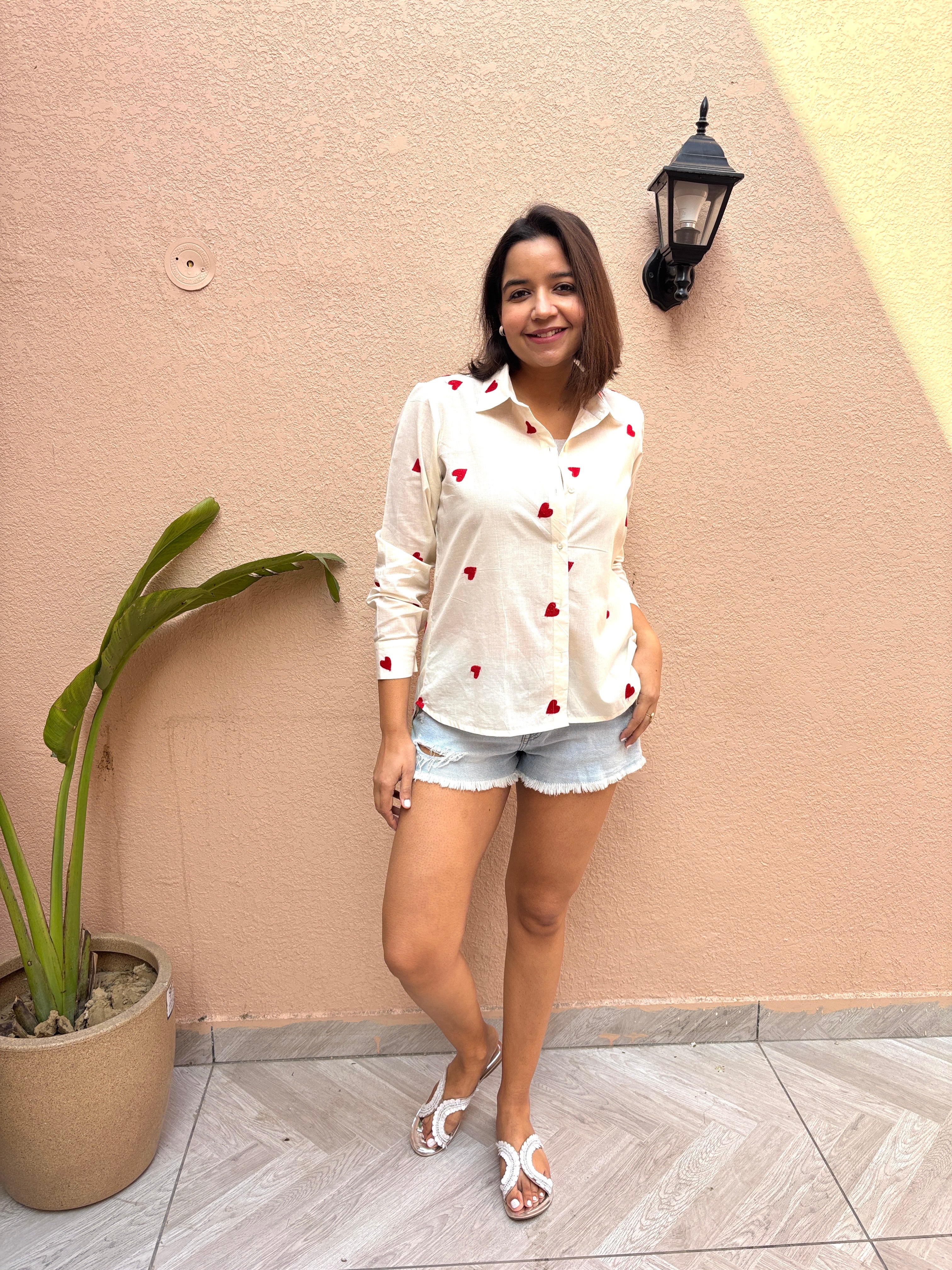 Love Heart Cotton Shirt