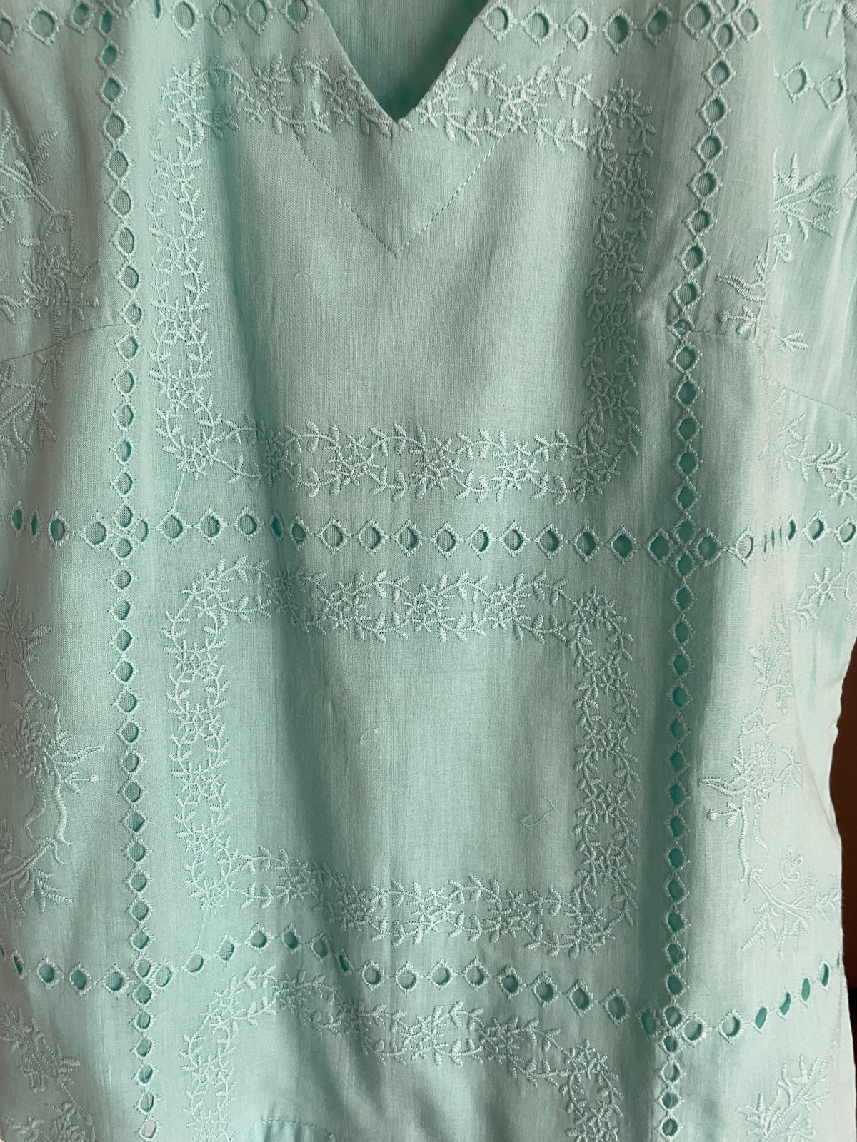 Aqua Schiffli Cotton Top