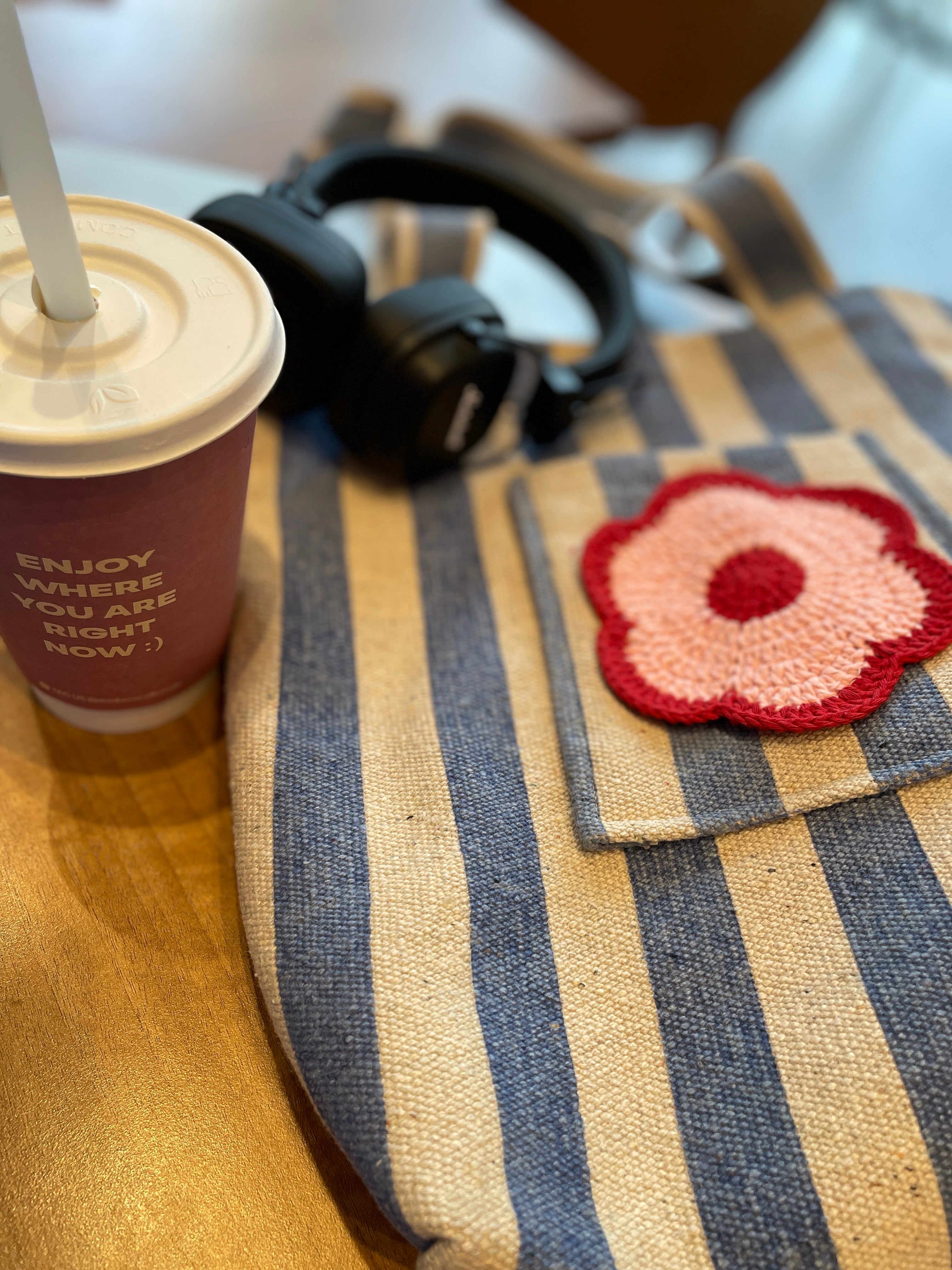 Bloom Stripe Cotton Canvas Tote Bag