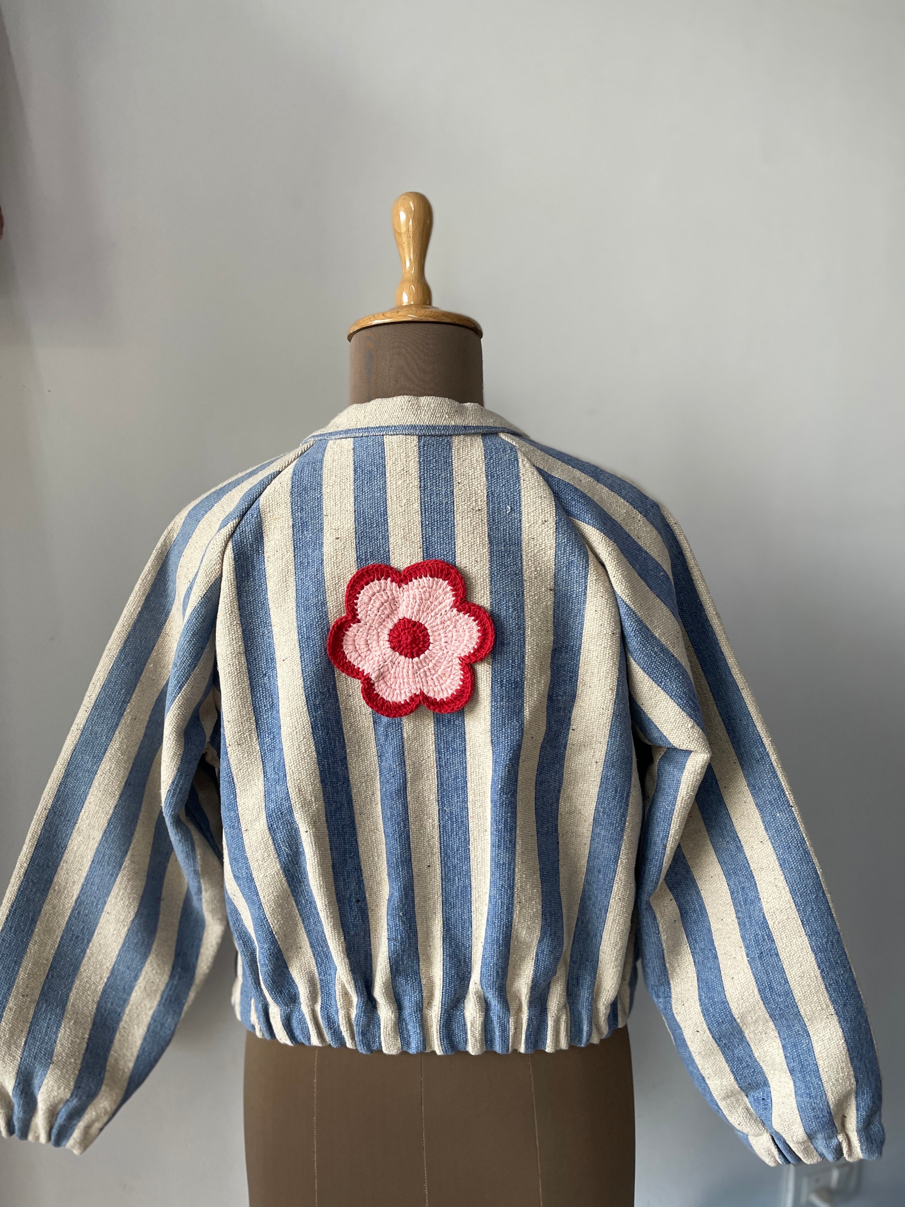 The Bloom Stripe Bomber Jacket