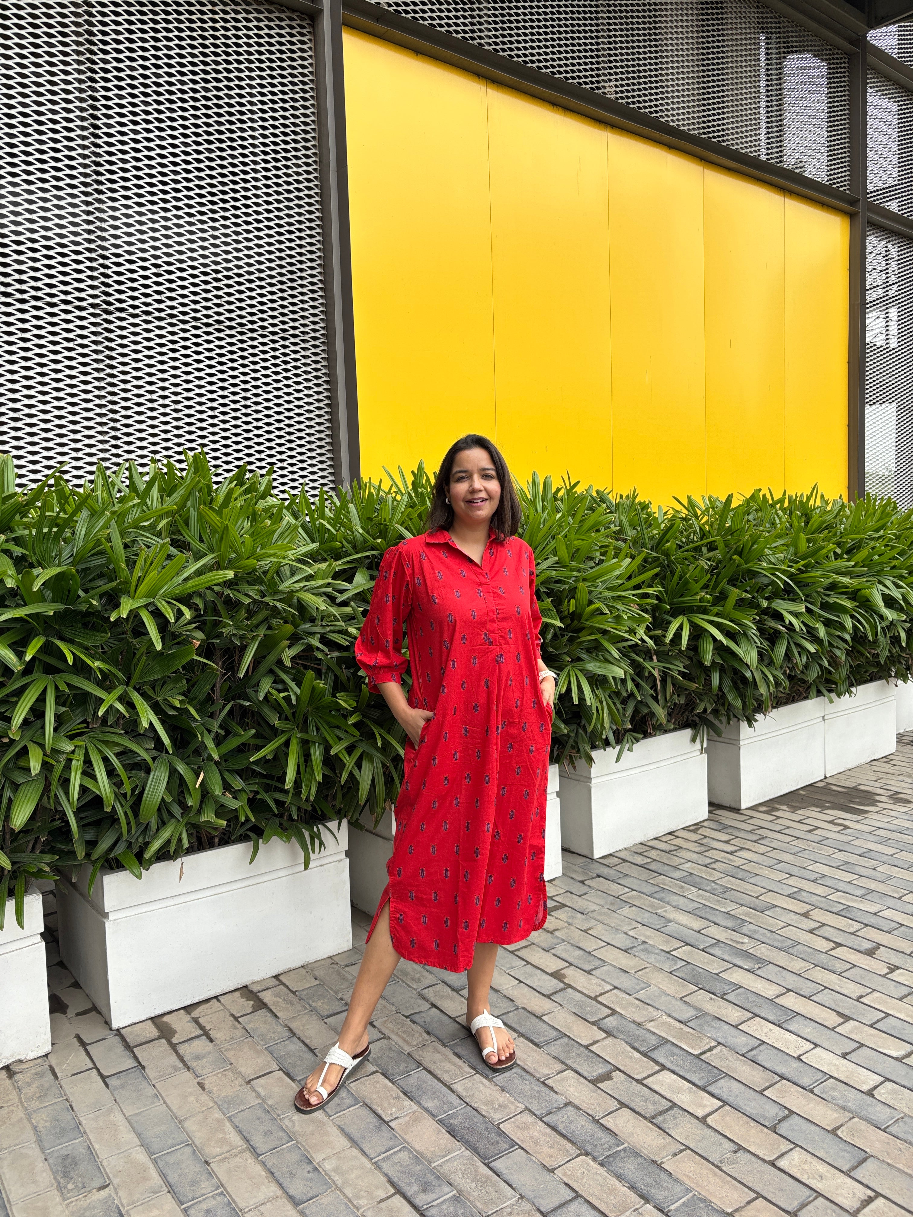 Red Anti Fit Kurta Dress