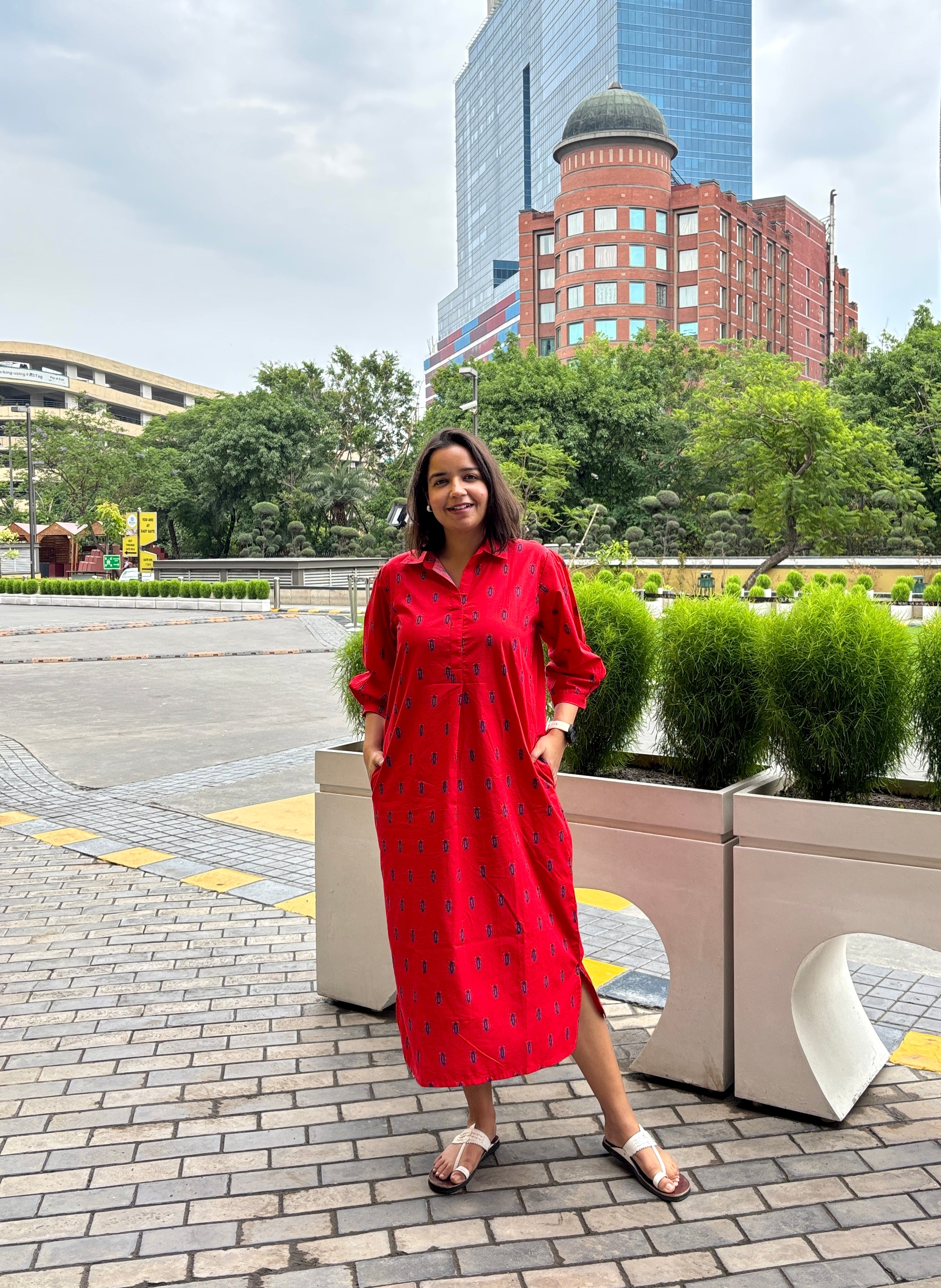 Red Anti Fit Kurta Dress