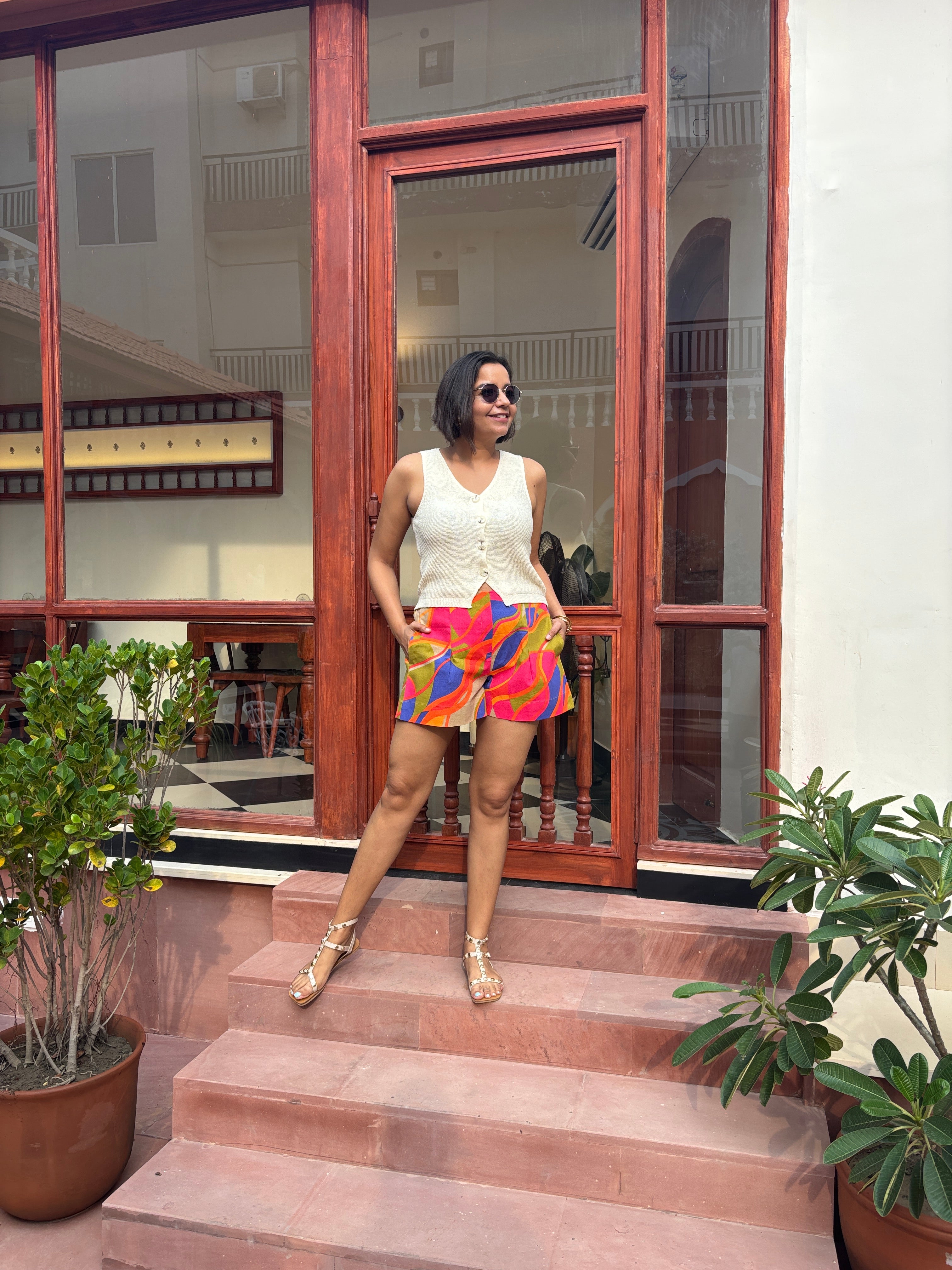 Multicolor High Waist Shorts