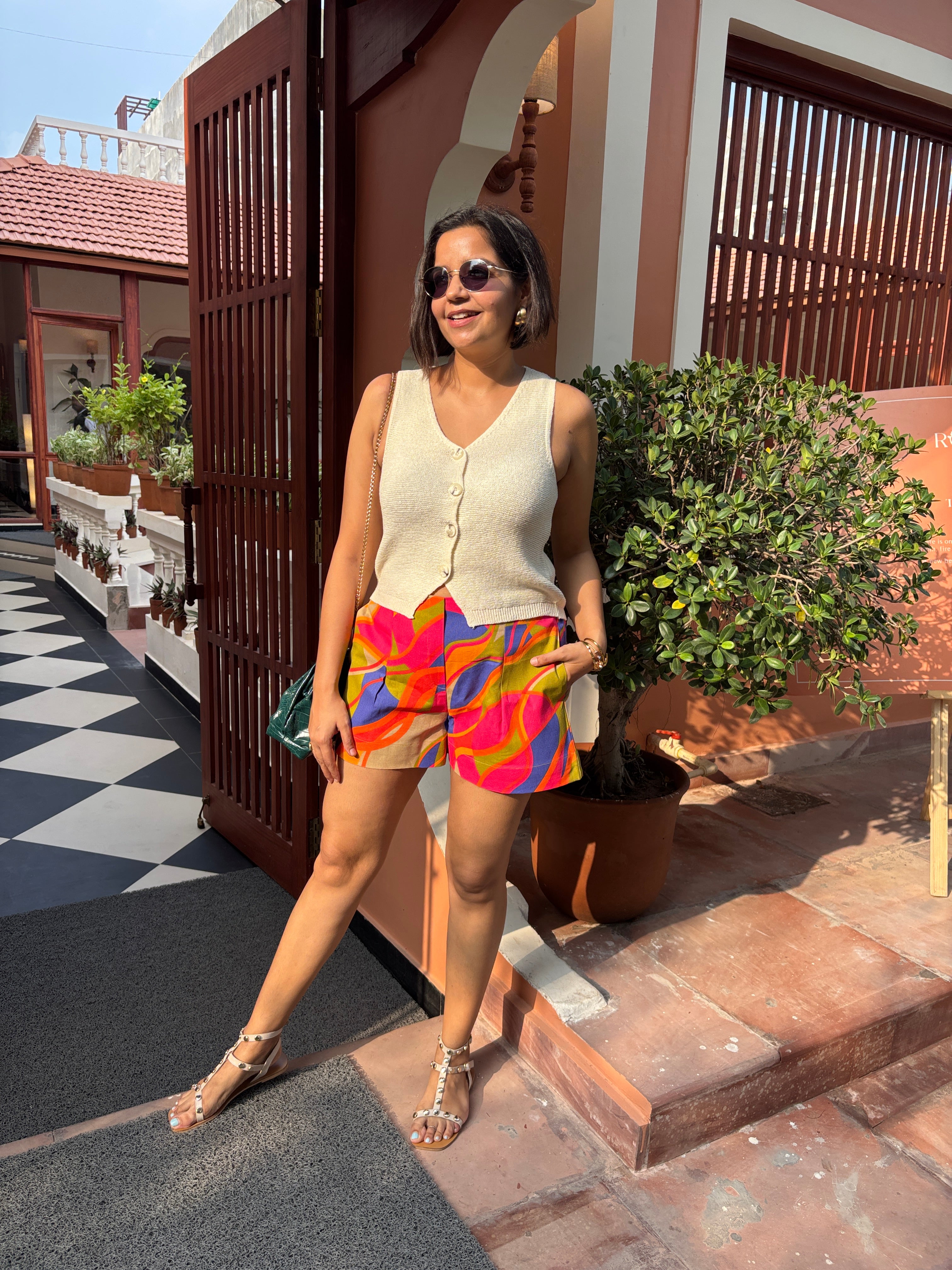 Multicolor High Waist Shorts