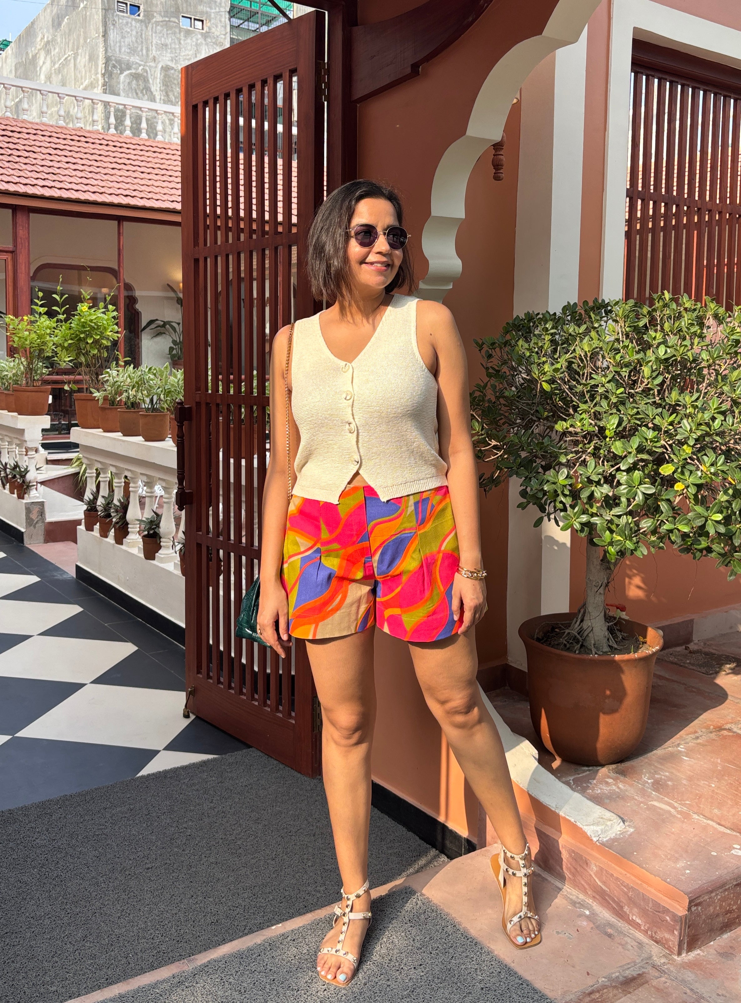 Multicolor High Waist Shorts