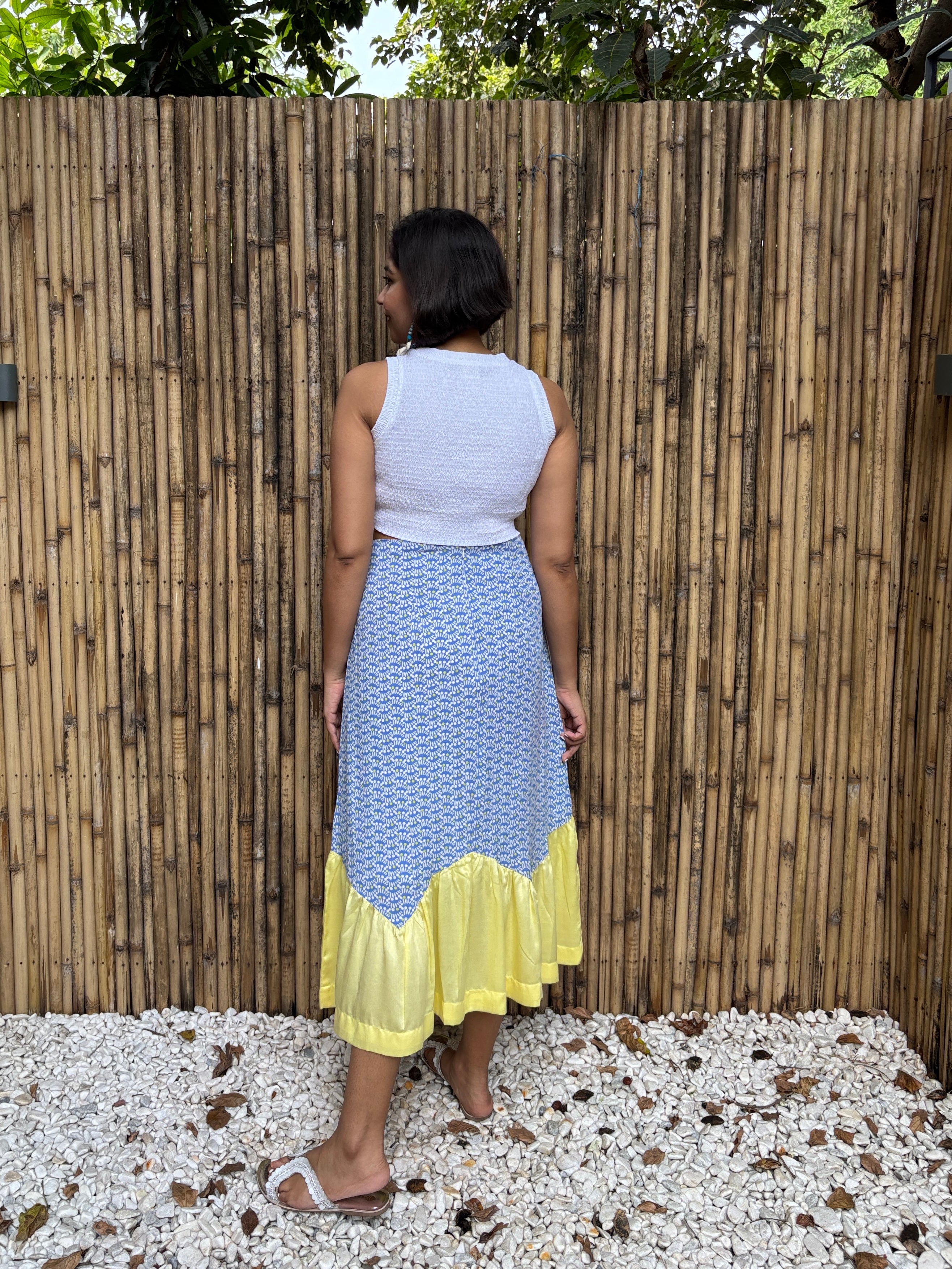 White Cotton Smocked Crop Top