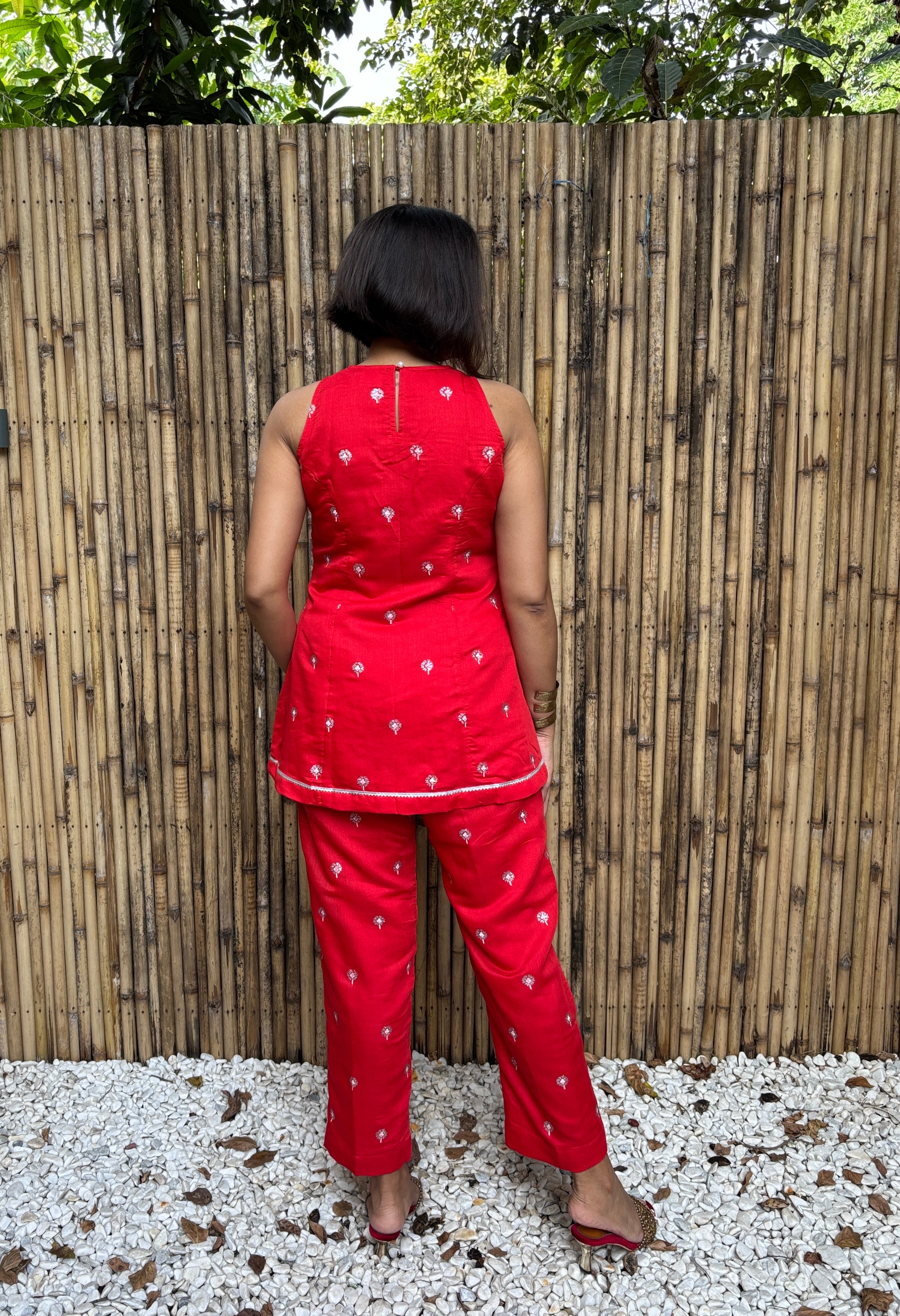 Red Chanderi Co-ord Set