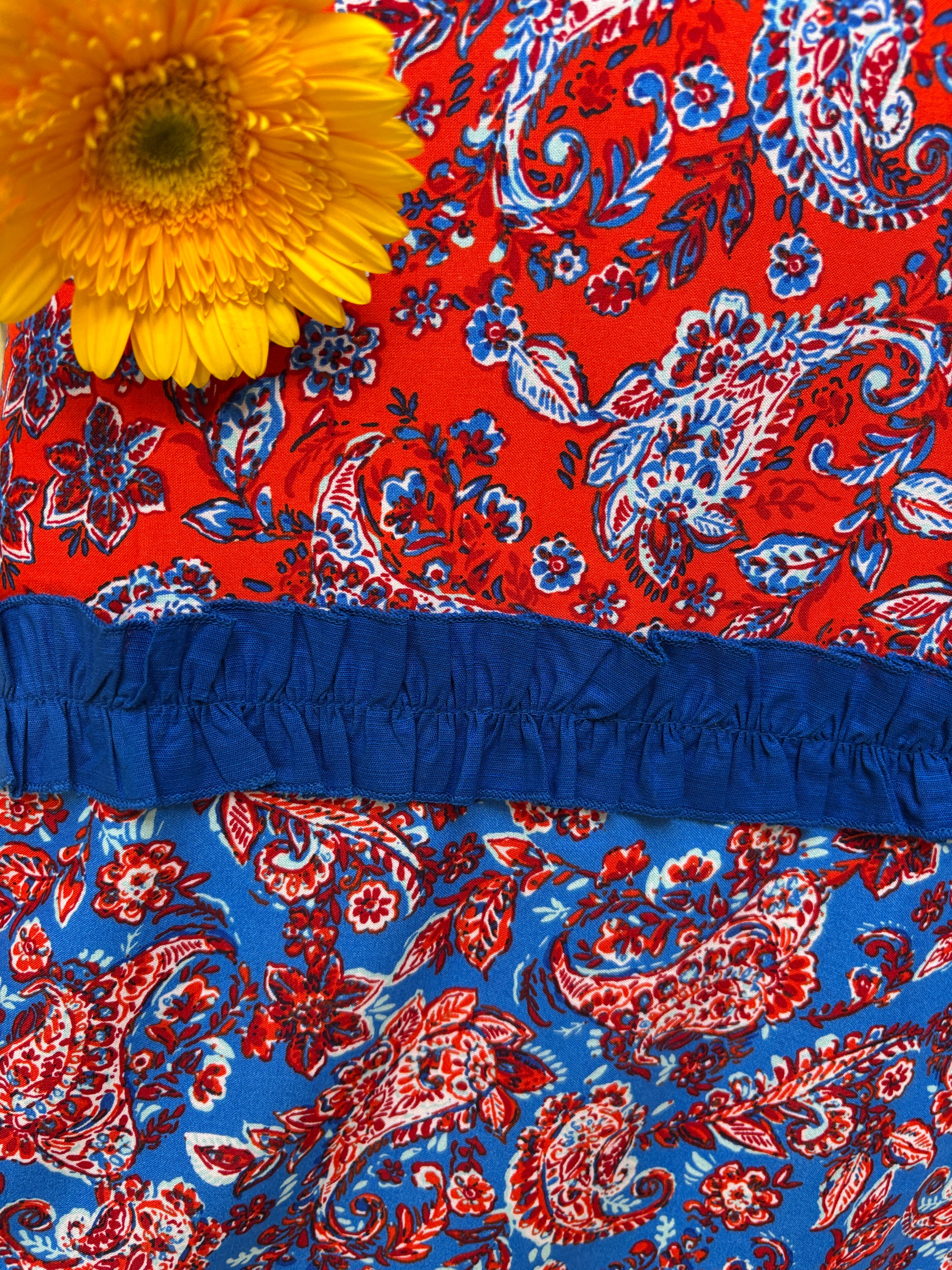 Red Paisley Kaftan Maxi Dress