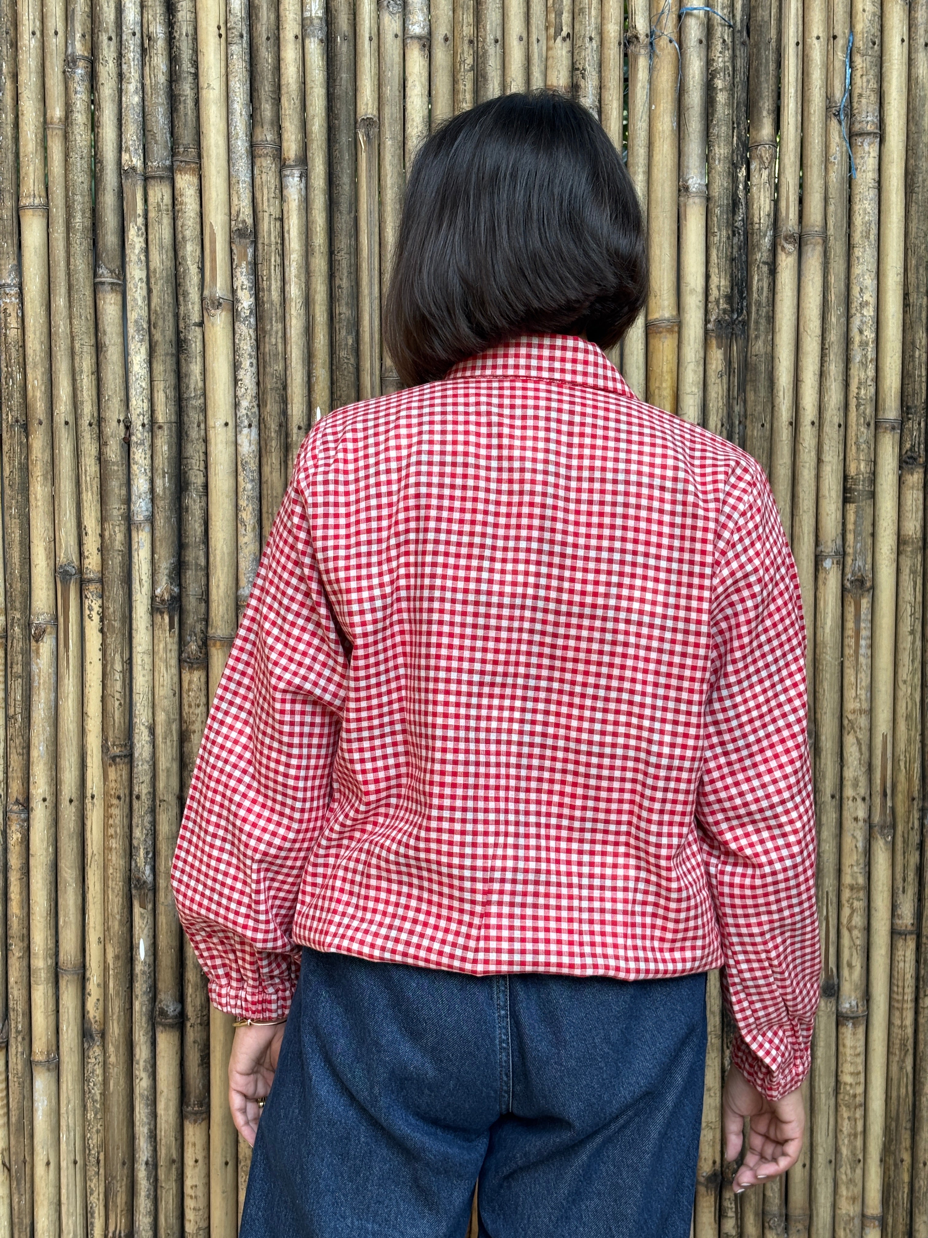 Red Gingham Checks Frill Jacket