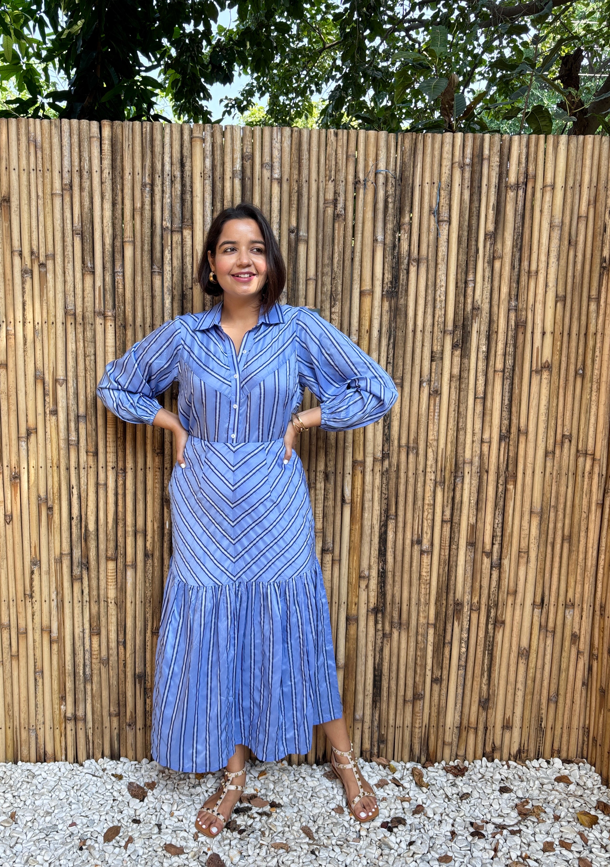 Blue Azure Striped Co-ord Set