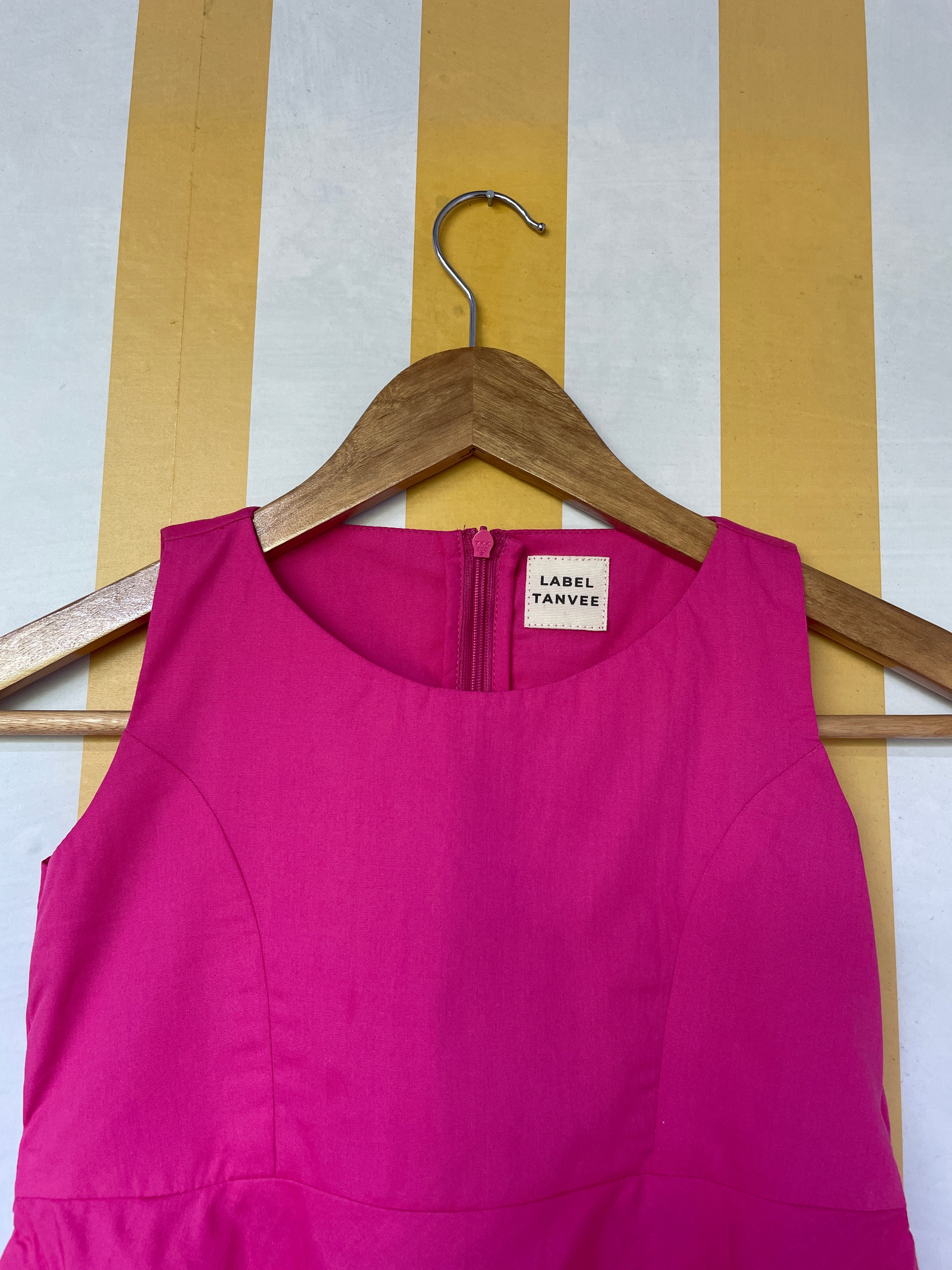 Hot Pink Pure Cotton Fit & Flare Girls Dress