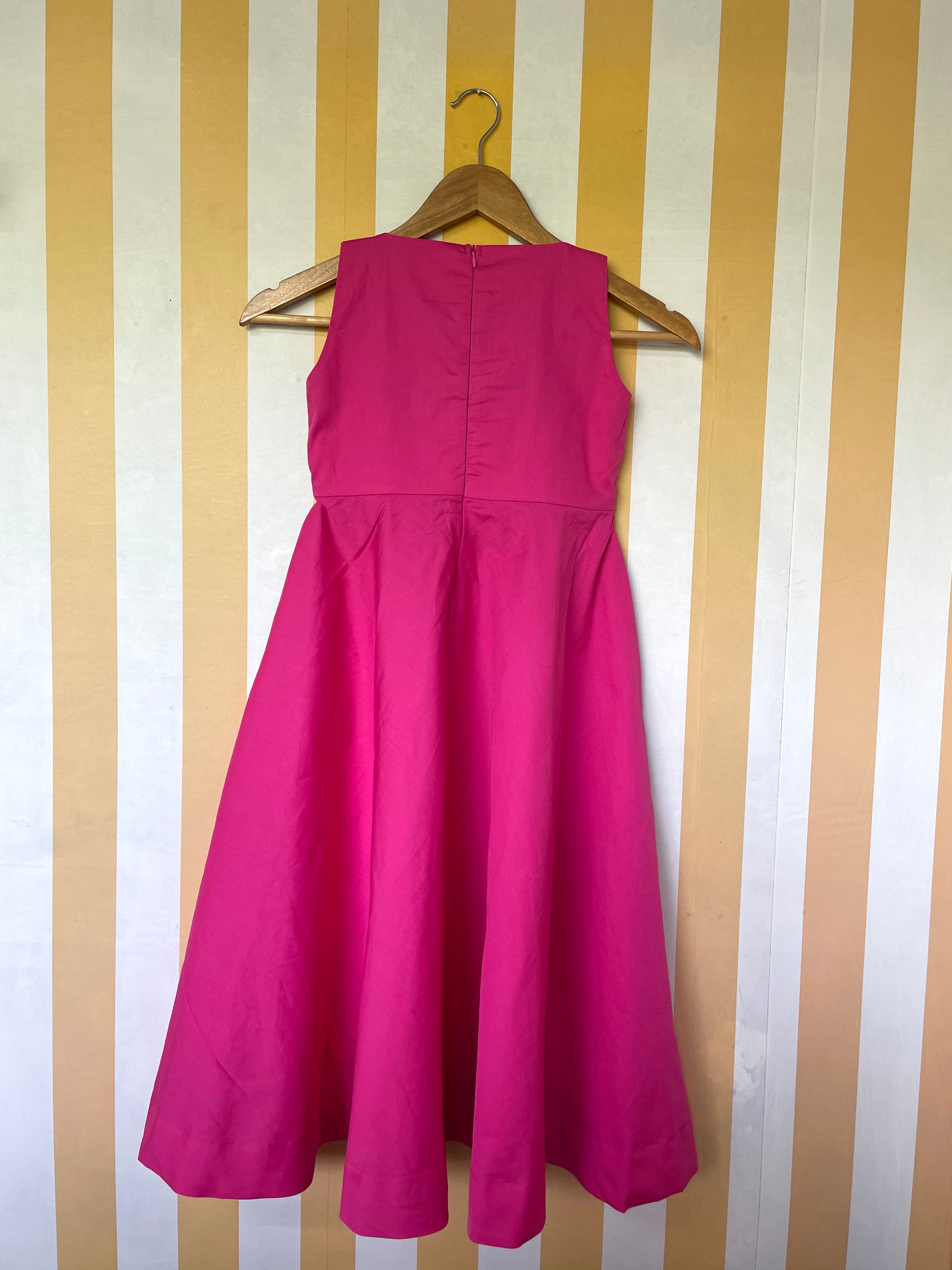 Hot Pink Pure Cotton Fit & Flare Girls Dress
