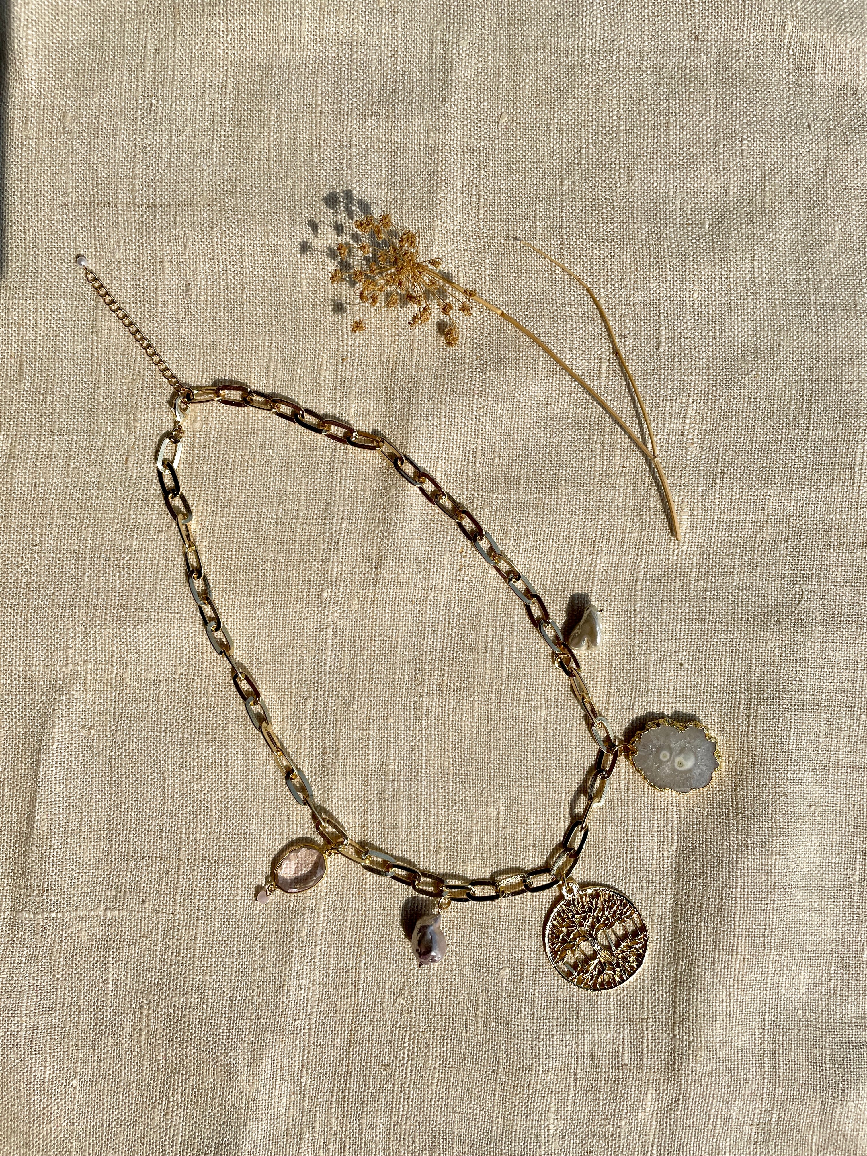 Semi Precious Agate Stones Charm Necklace image 1